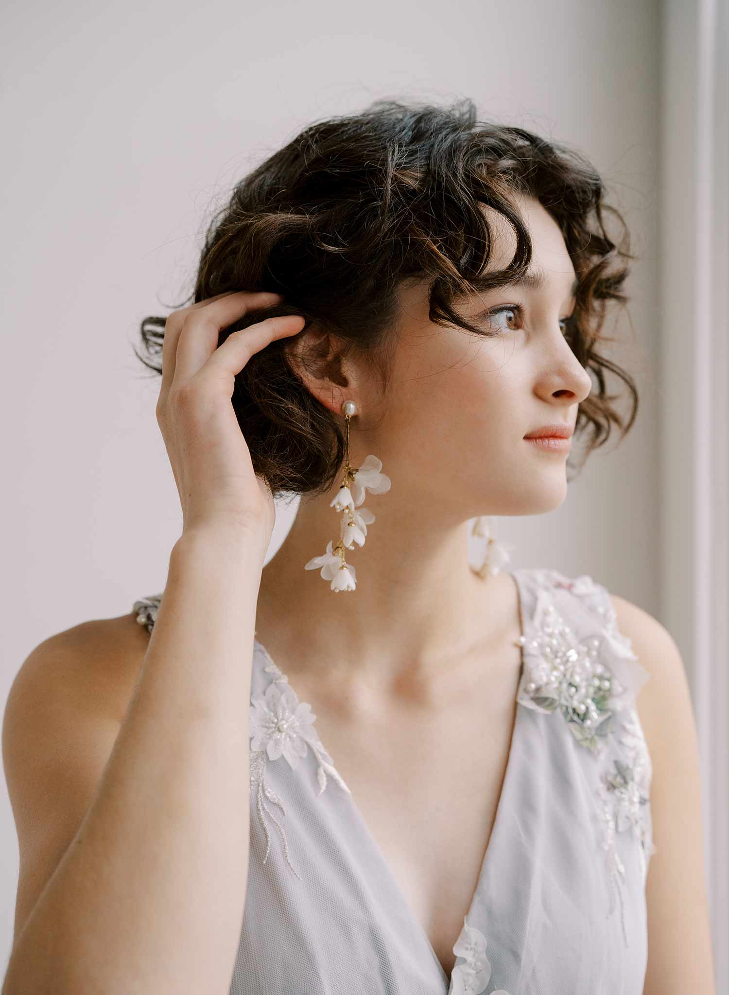 silk and flower bridal earrings by twigs & honey