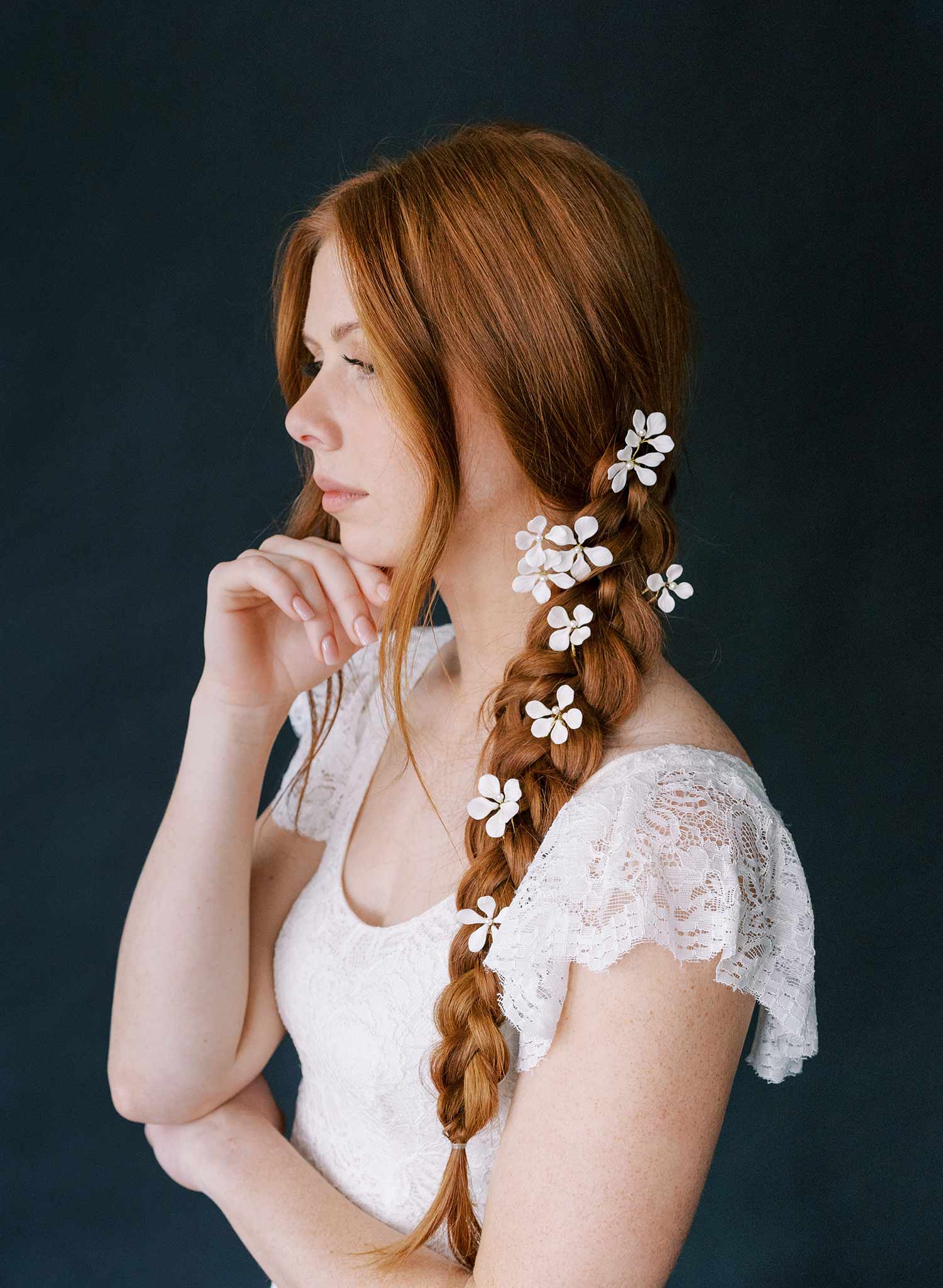 handmade clay flower hair pin set by twigs & honey