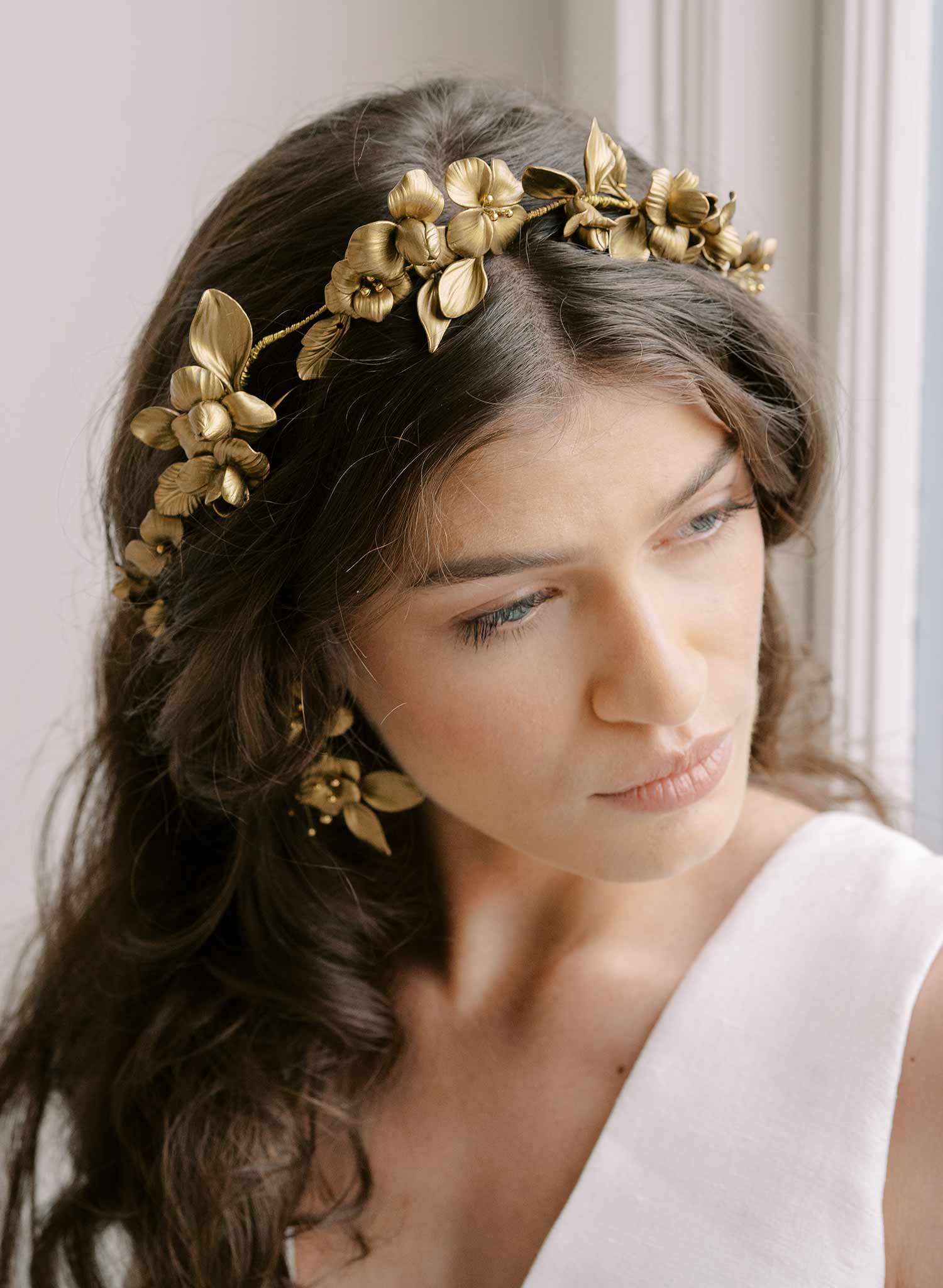 Clay floral hair outlets vine - hair wreath - gold boho headpiece - style 8005 - READY TO SHIP