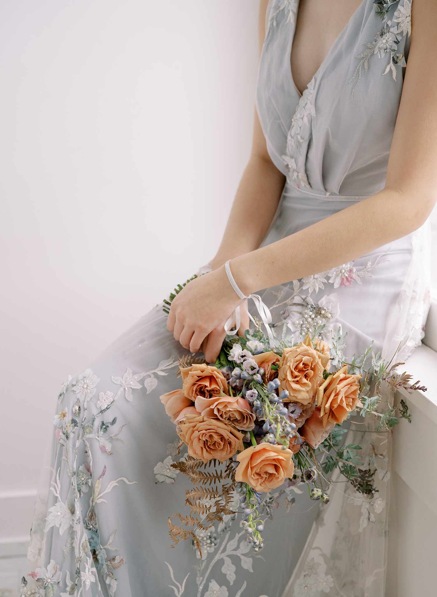 crystal and silk bridesmaid ribbon bracelet by twigs and honey