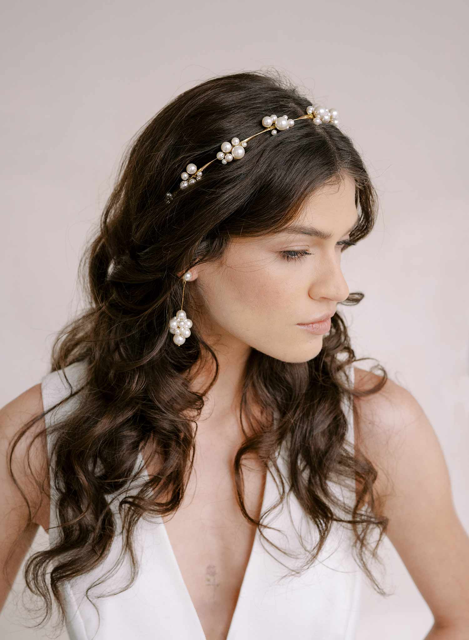 pearl bridal headband gold by twigs and honey