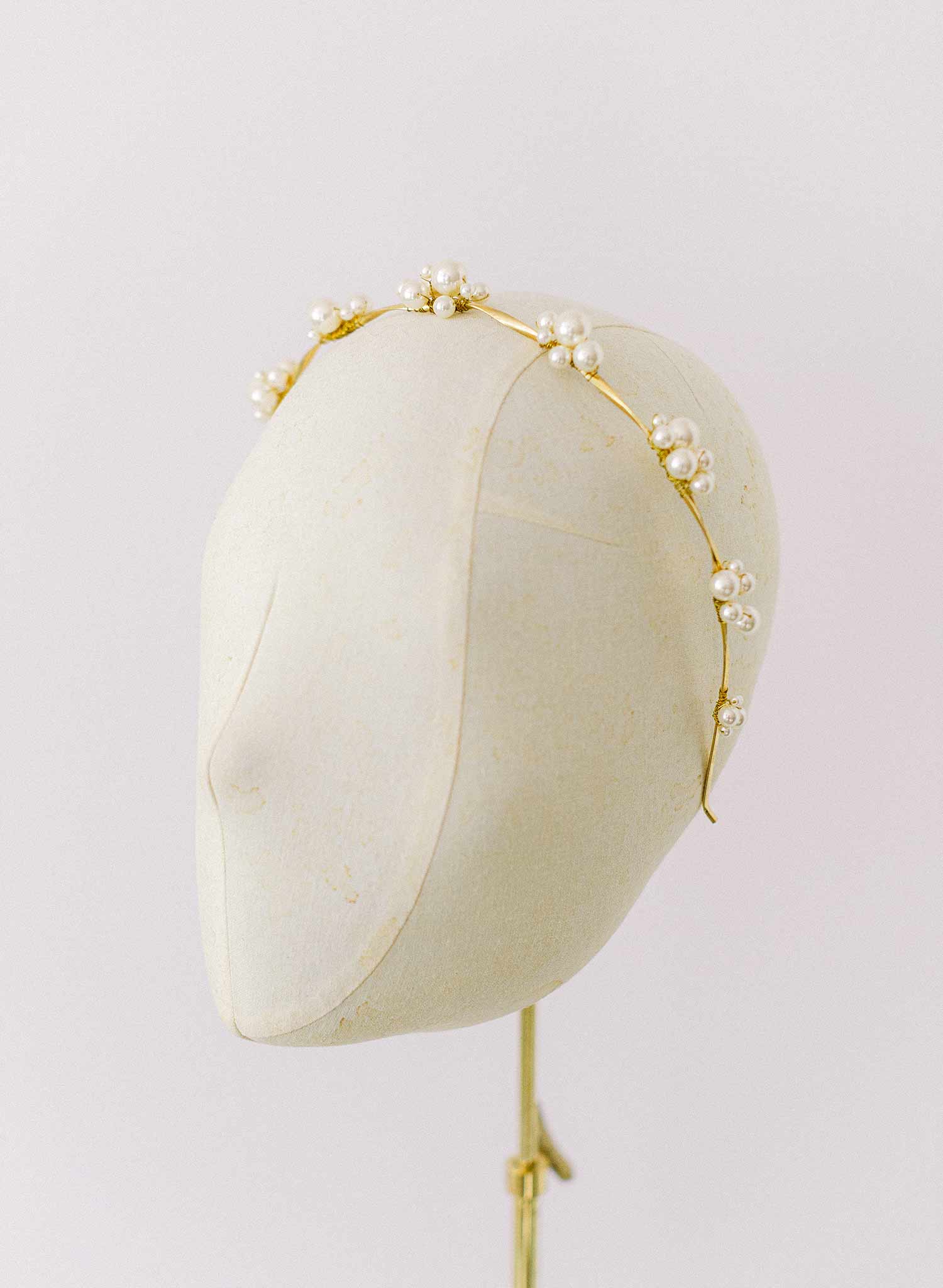 pearl bridal headband gold by twigs and honey