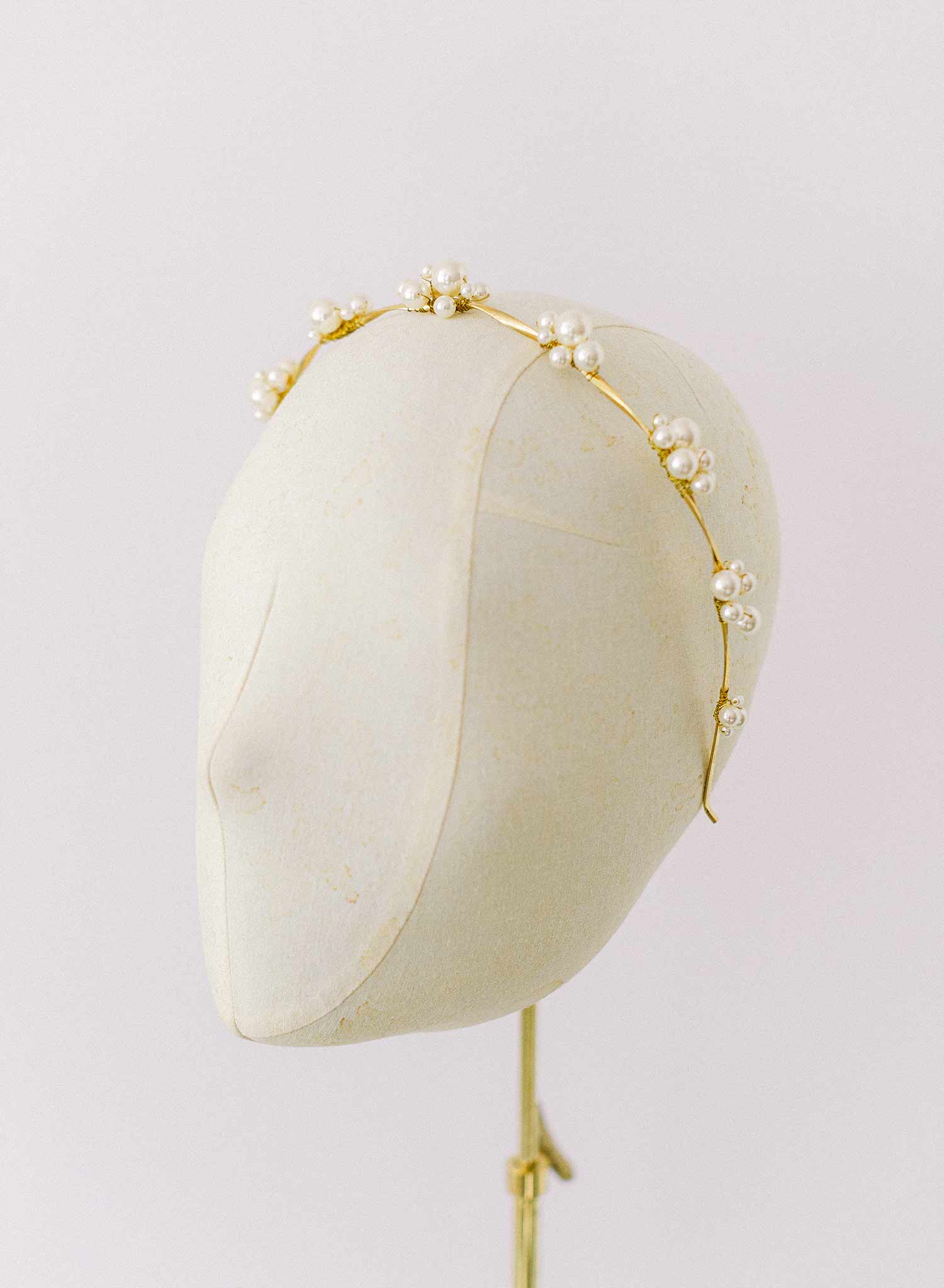 Bridal headpiece - pearl clustered headband with crystal birdcage veil -  Breeanna glam by Kezani
