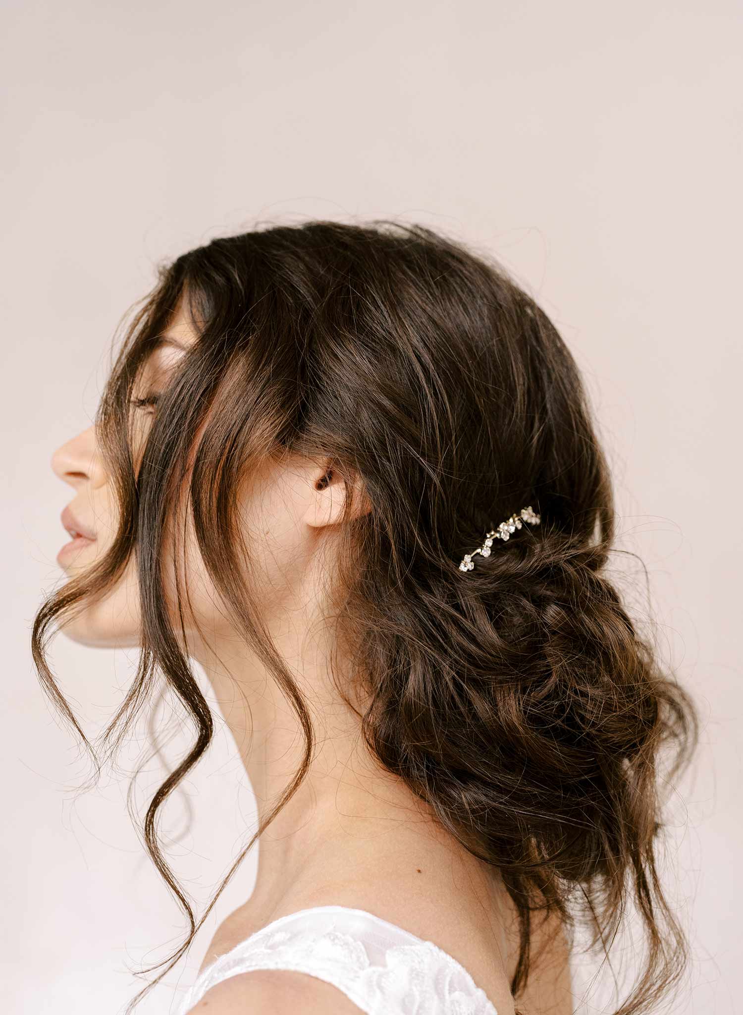 Twigs & Honey Bridal Silk Hair Bow on A Comb - Drapey Silk Bridal Bow Hair Comb - Style #2364