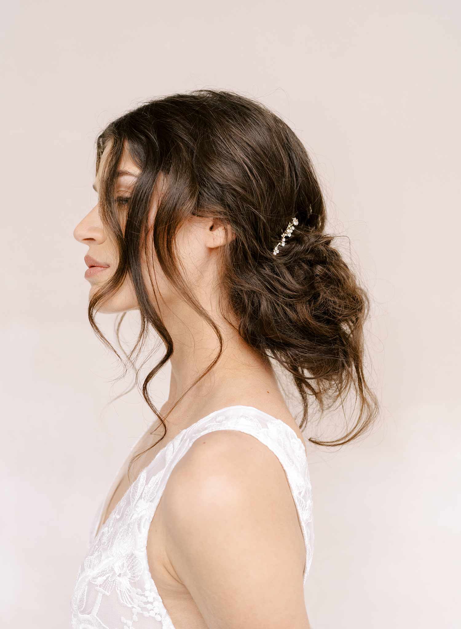 Twigs & Honey Bridal Silk Hair Bow on A Comb - Drapey Silk Bridal Bow Hair Comb - Style #2364