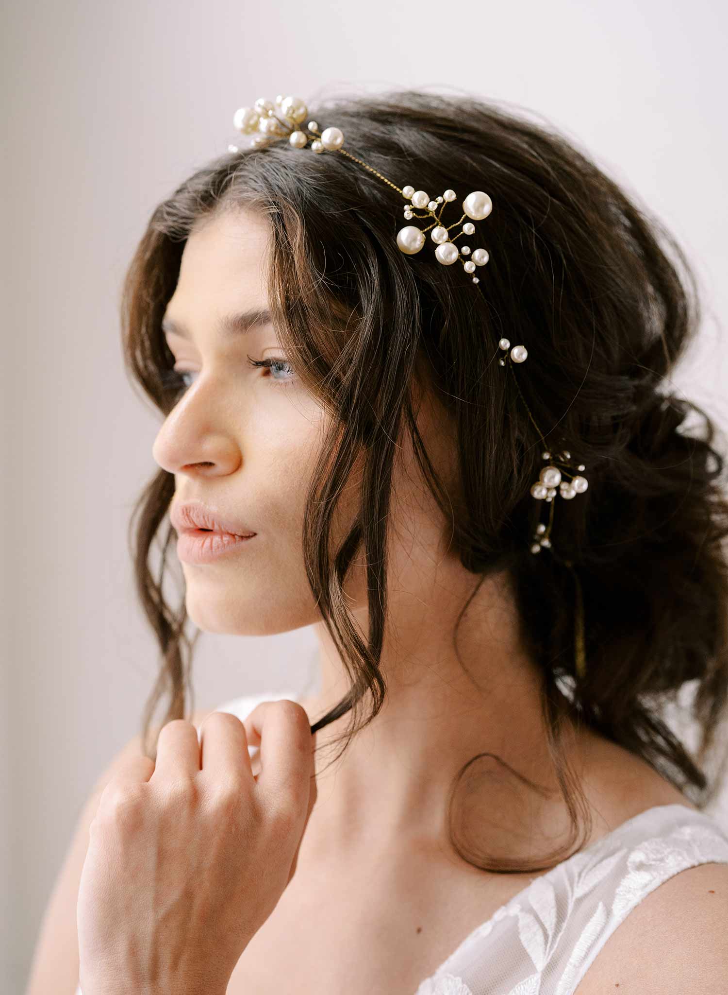 pearl bridal hair vine by twigs & honey