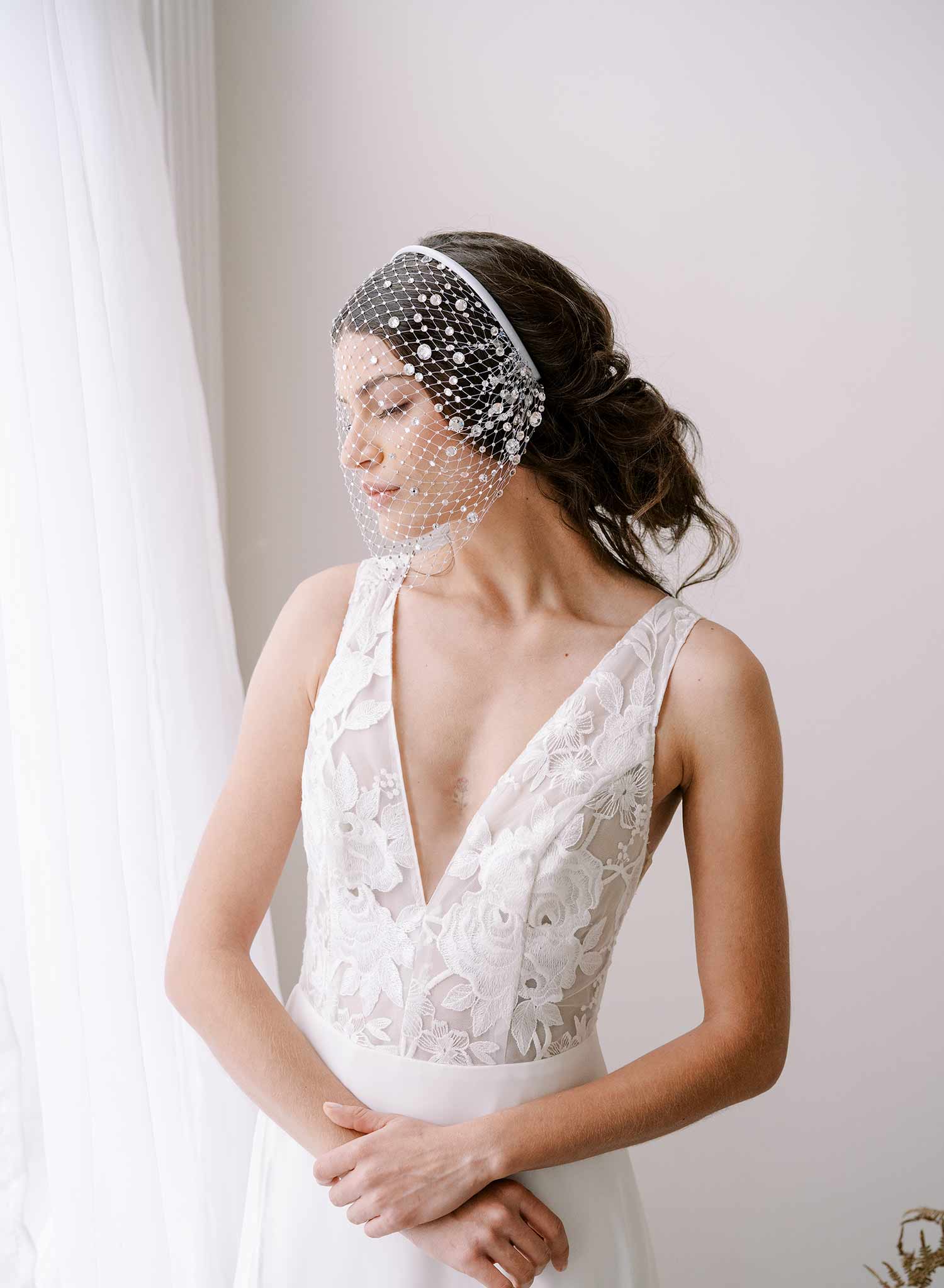 Wedding Birdcage Veil with orders Crystal rhinestone applique VI04