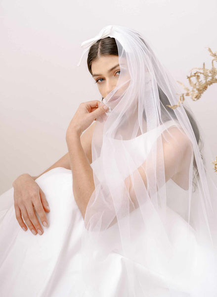 Kenna Veil | WearYourLove | Silk Chiffon Bridal Veil Gold - 5 inch / Cathedral - 32 inch Train