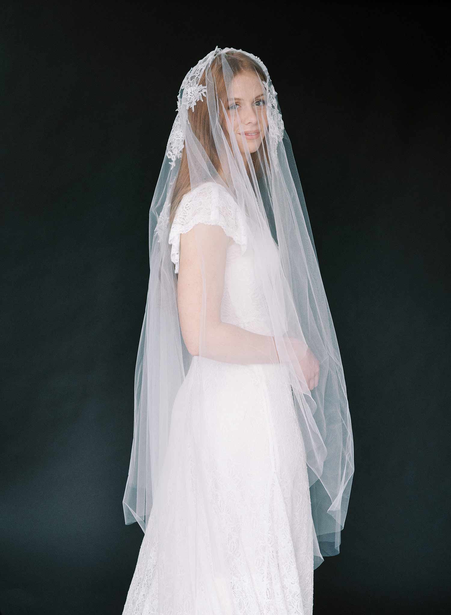 bridal veil with floating lace by twigs and honey