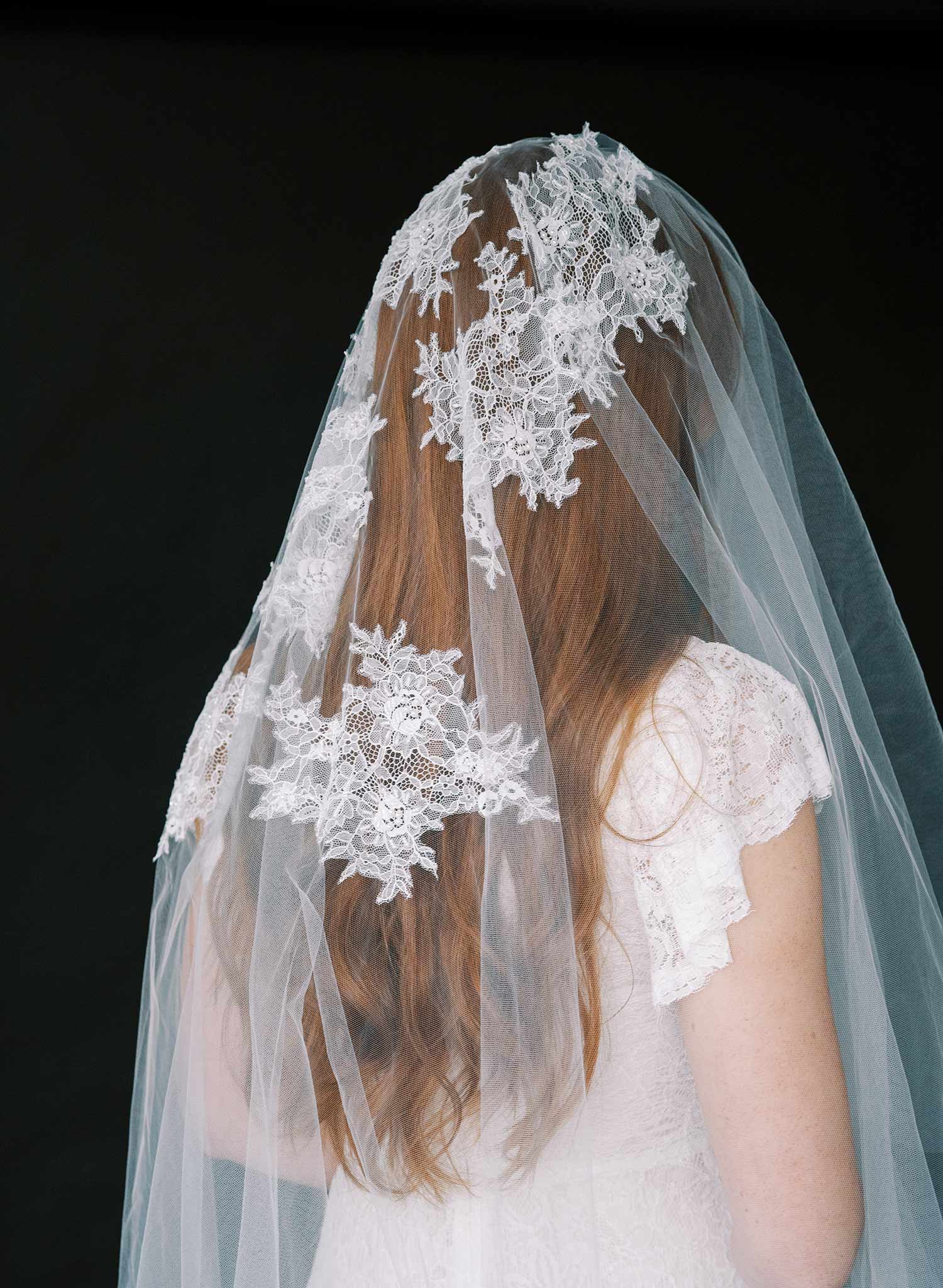 bridal veil with floating lace by twigs and honey