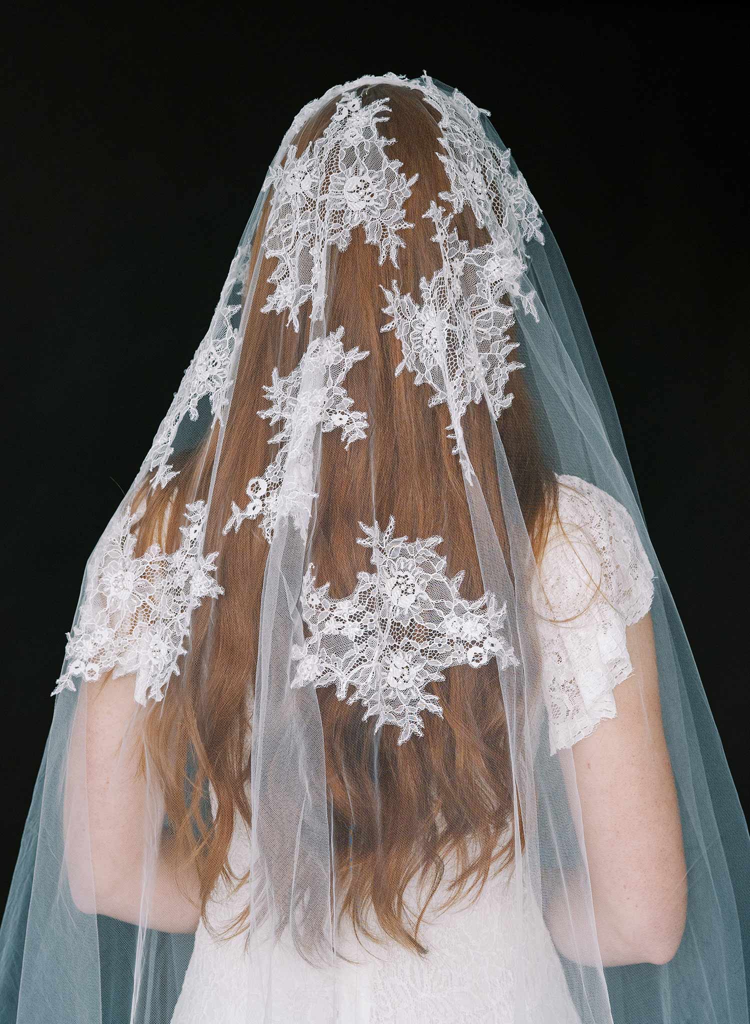 bridal veil with floating lace by twigs and honey