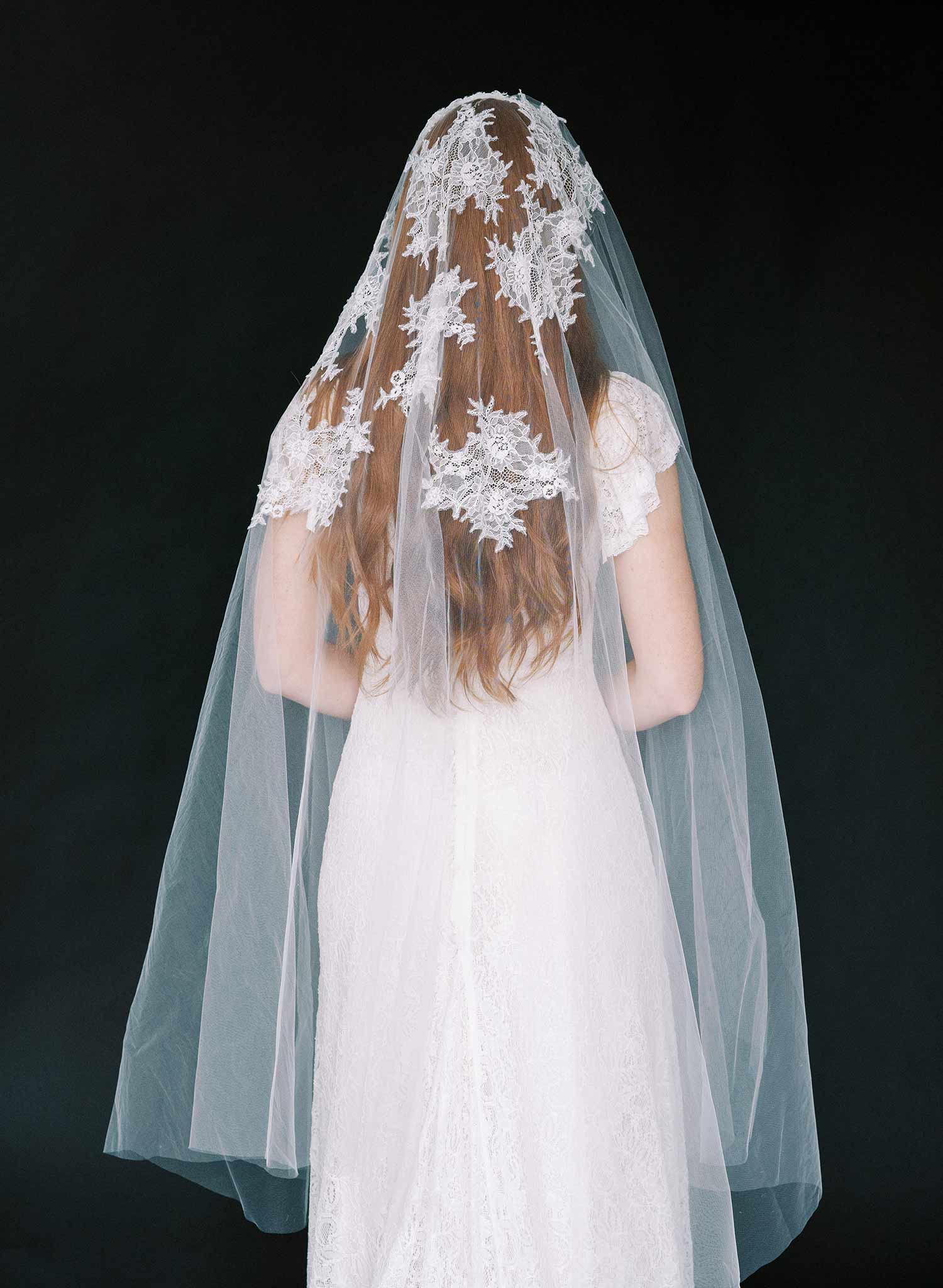 bridal veil with floating lace by twigs and honey