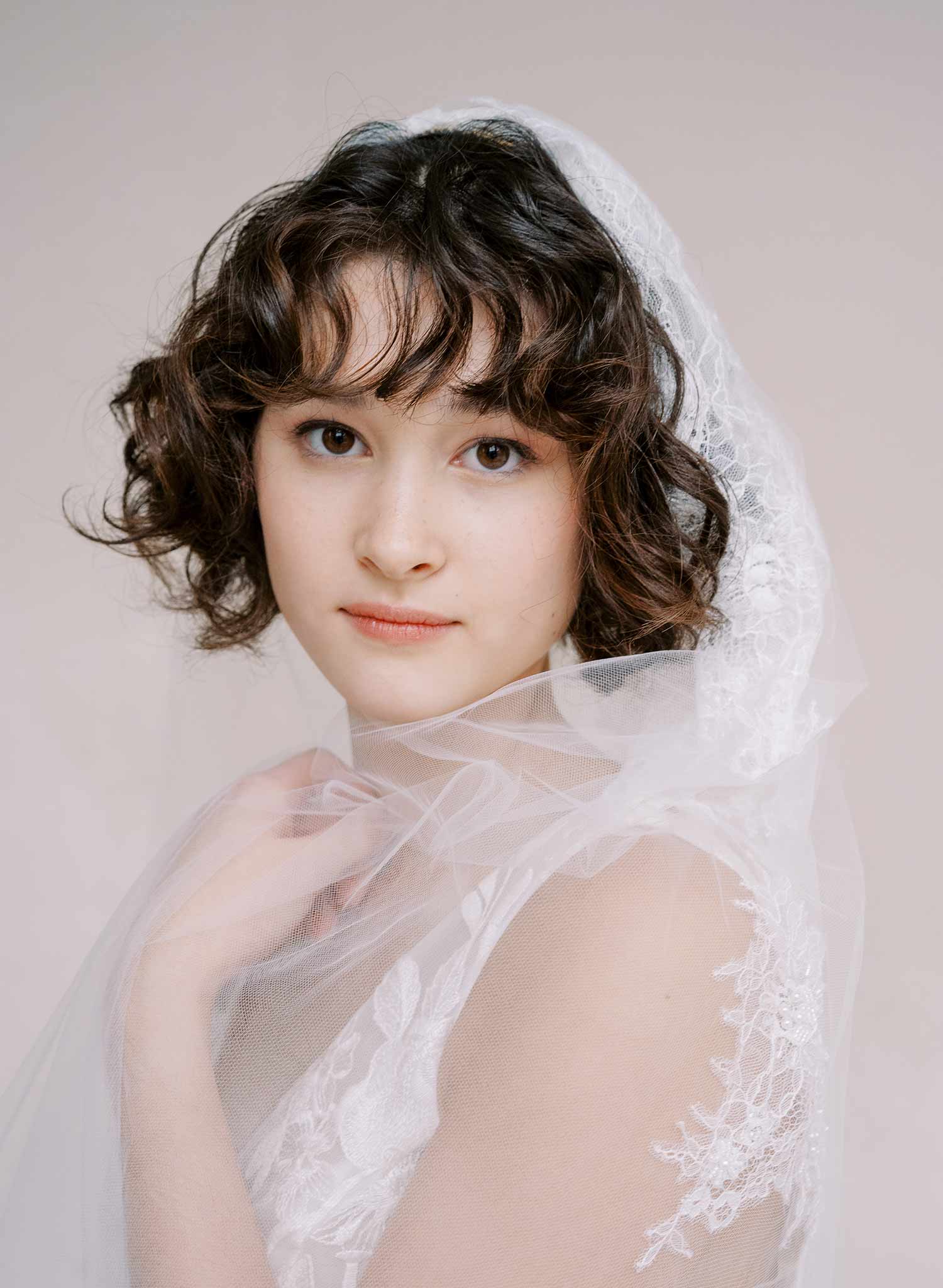 bridal veil with floating lace by twigs and honey