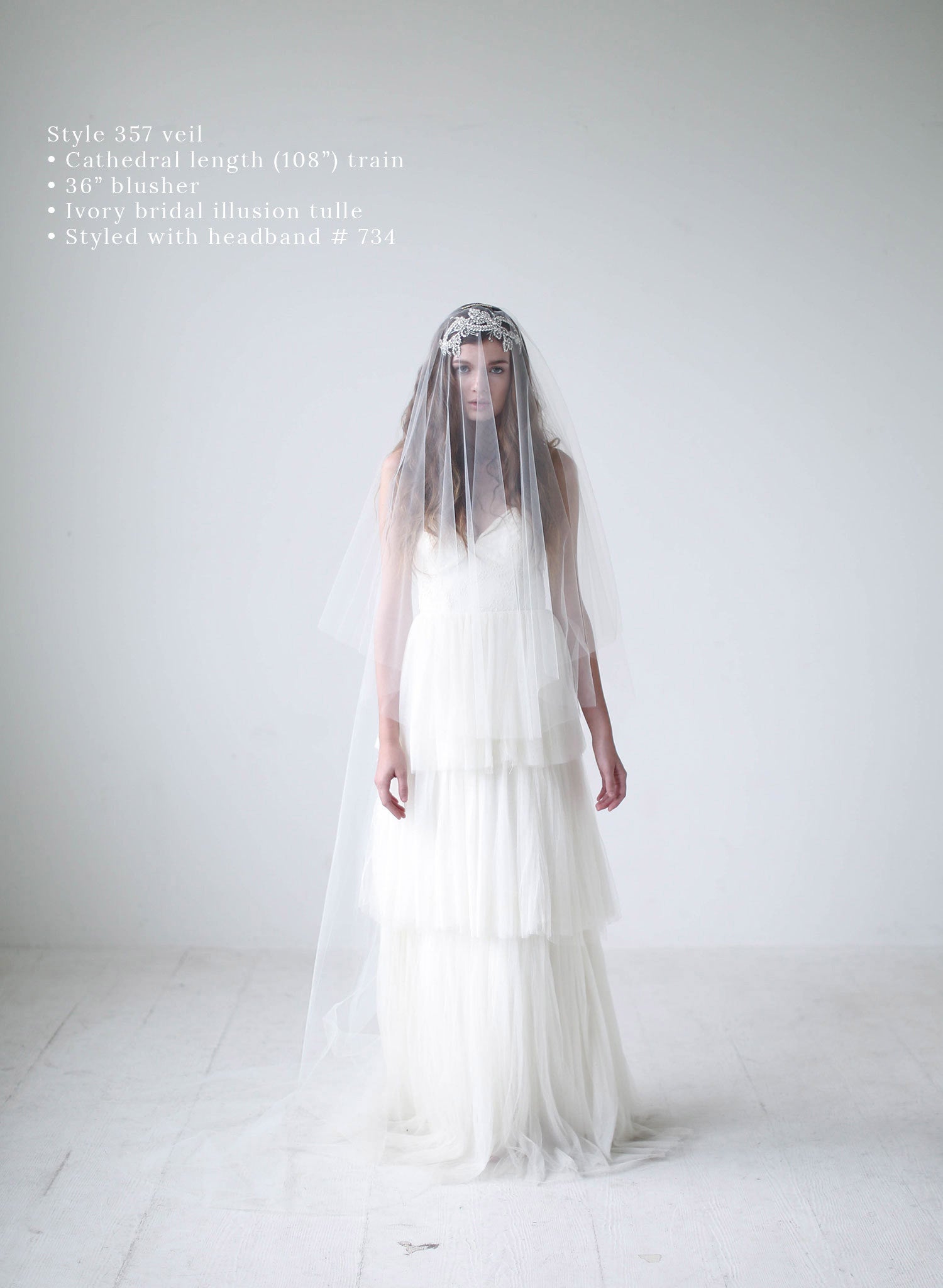 Brides and Hairpins Beau Cathedral deals Simple Raw-Edge Tulle Veil w/ Blusher, Ivory