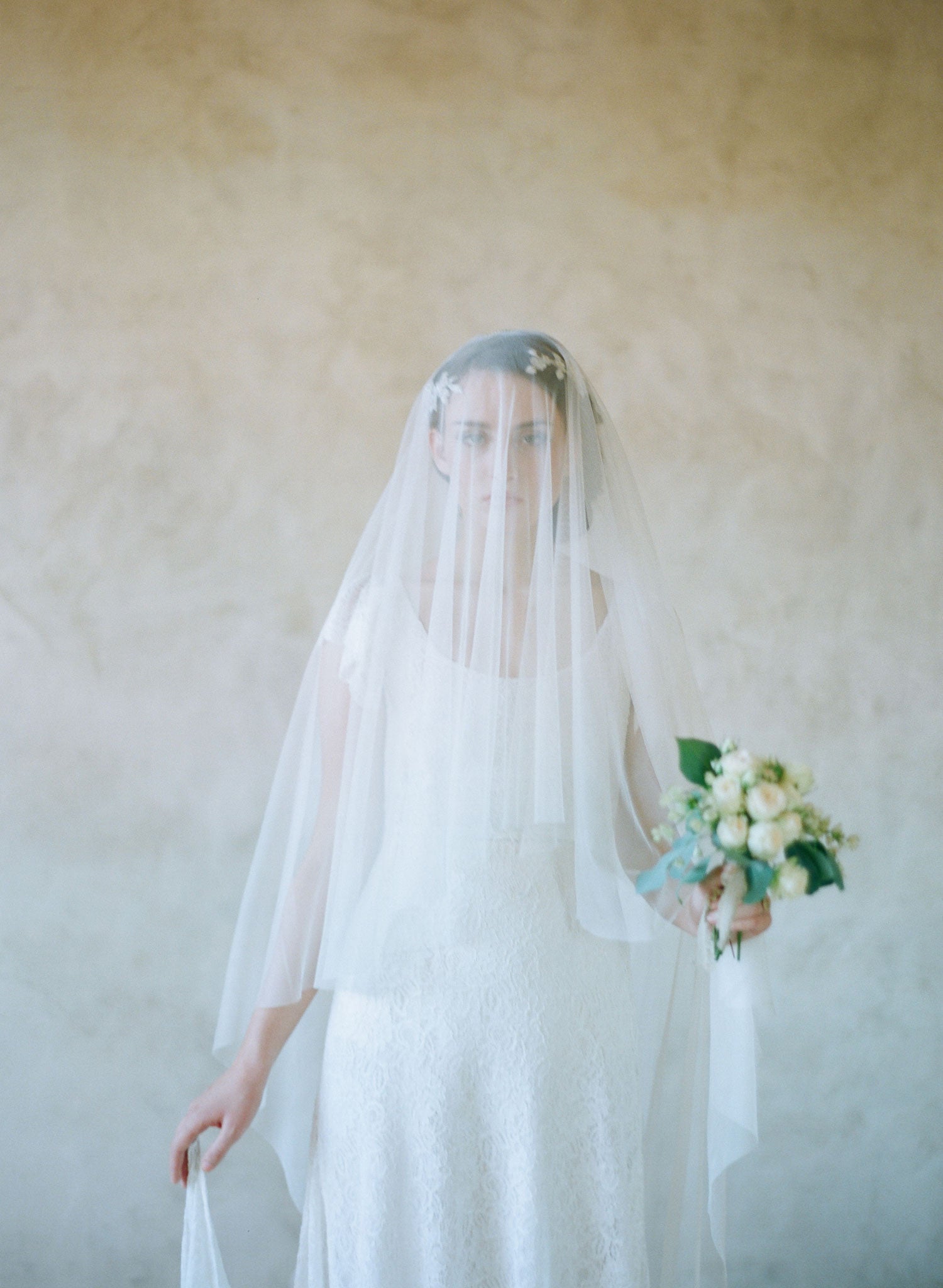 cathedral veil, lux high quality tulle, twigs and honey veil, fingertip veil