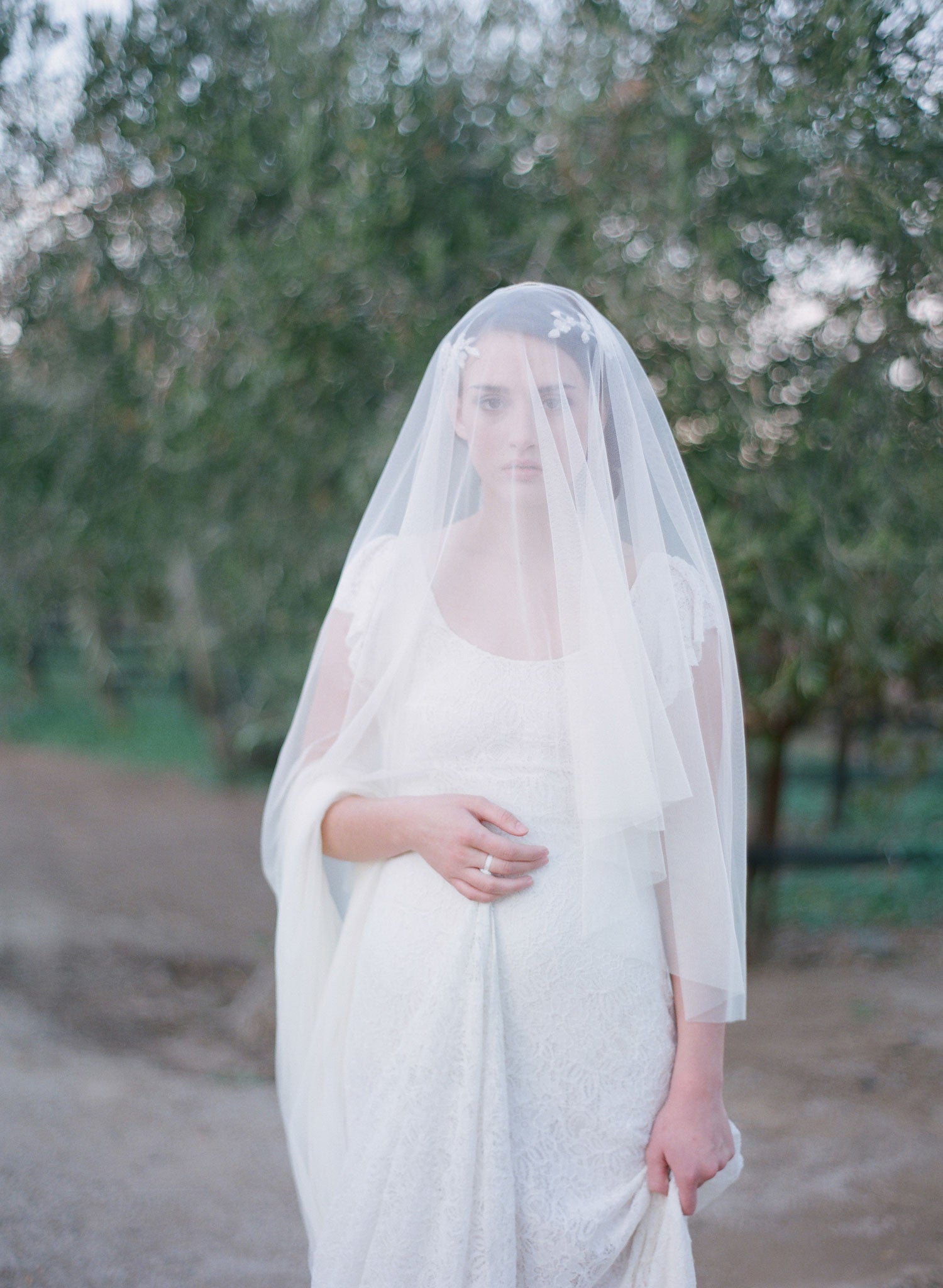 cathedral veil, lux high quality tulle, twigs and honey veil, fingertip veil