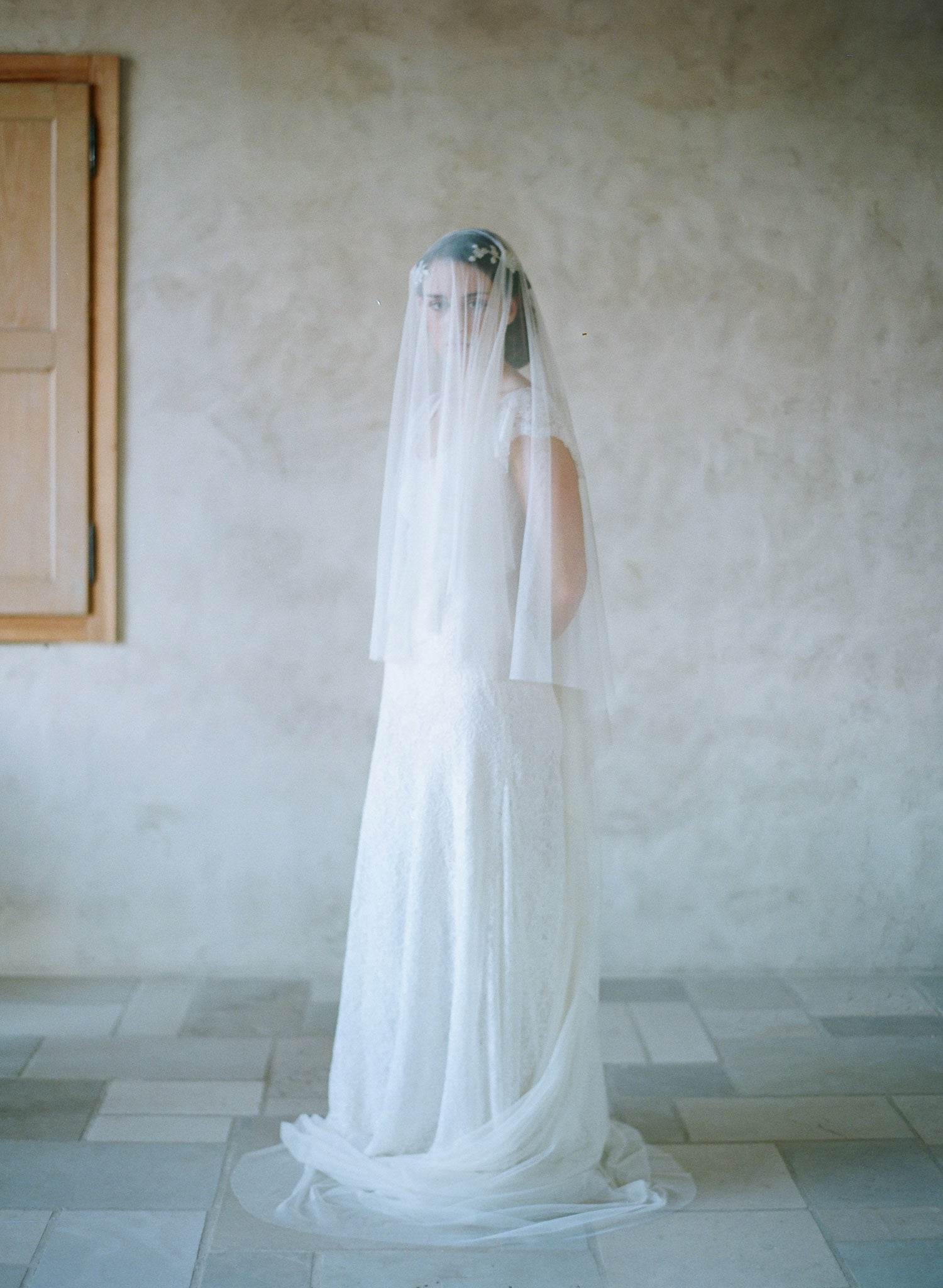 Twigs & Honey Simple Cathedral or Chapel Length Veil - Style #357 Light Ivory / 26 (Length As Pictured) / Chapel (90)