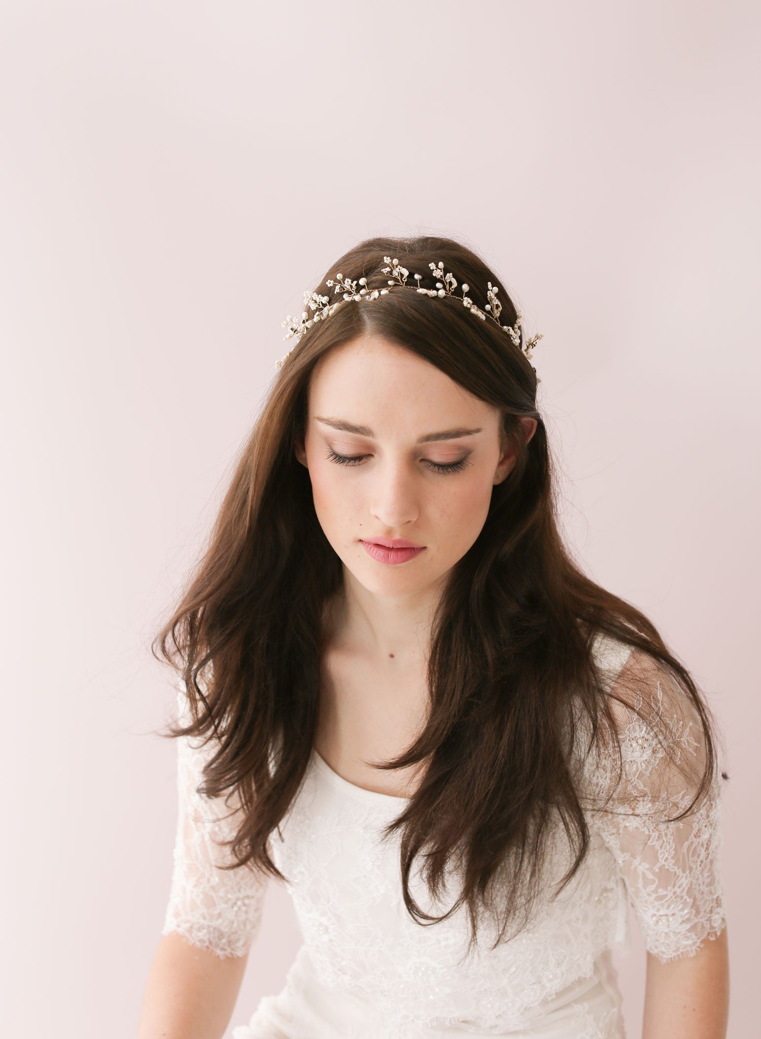 Bridal Hair Vine, Boho Headband, Rhinestone and Pearl Headband - discount Tara