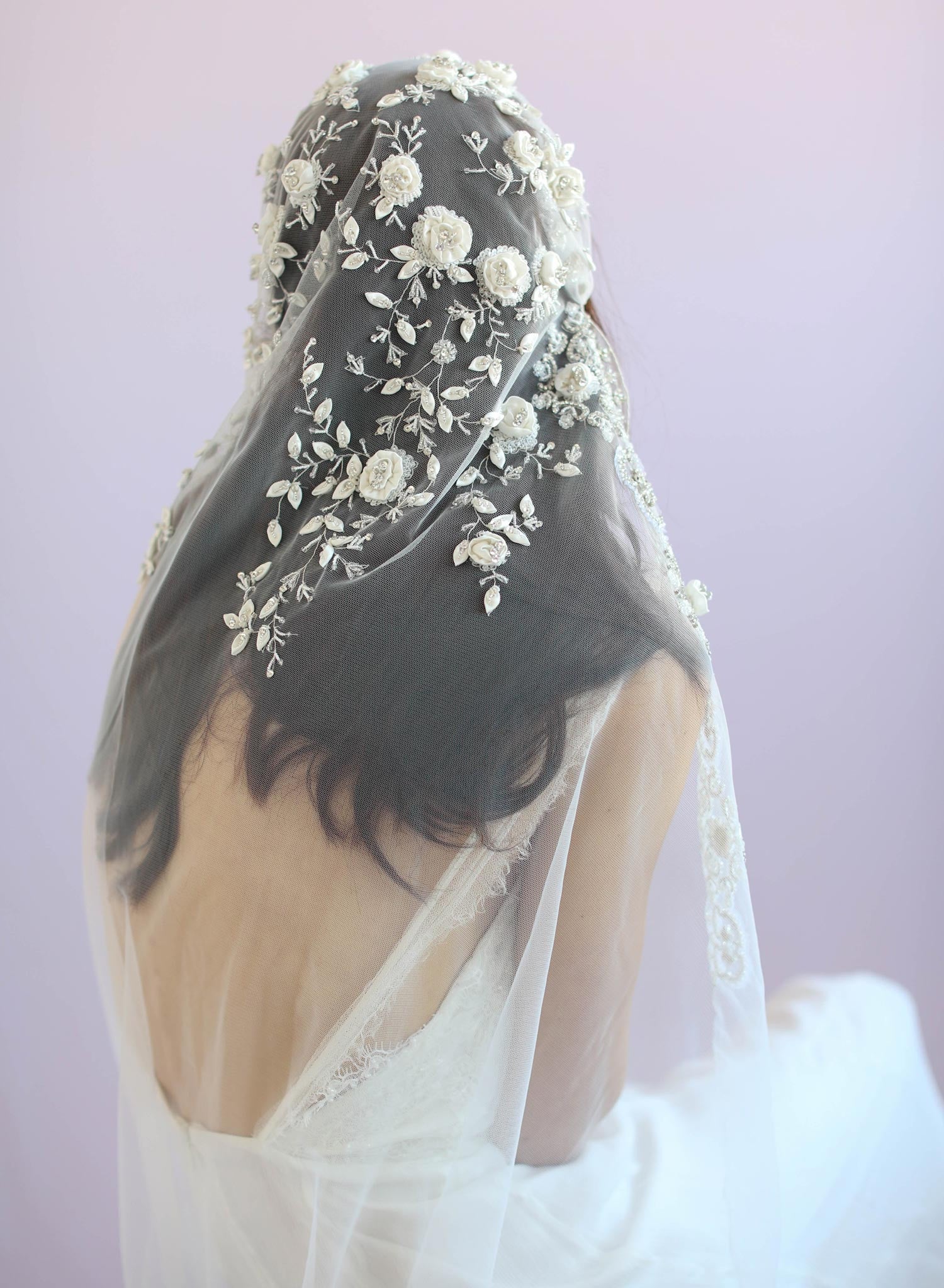 Juliet vintage inspired veil, twigs and honey, embroidered veil, bridal veil