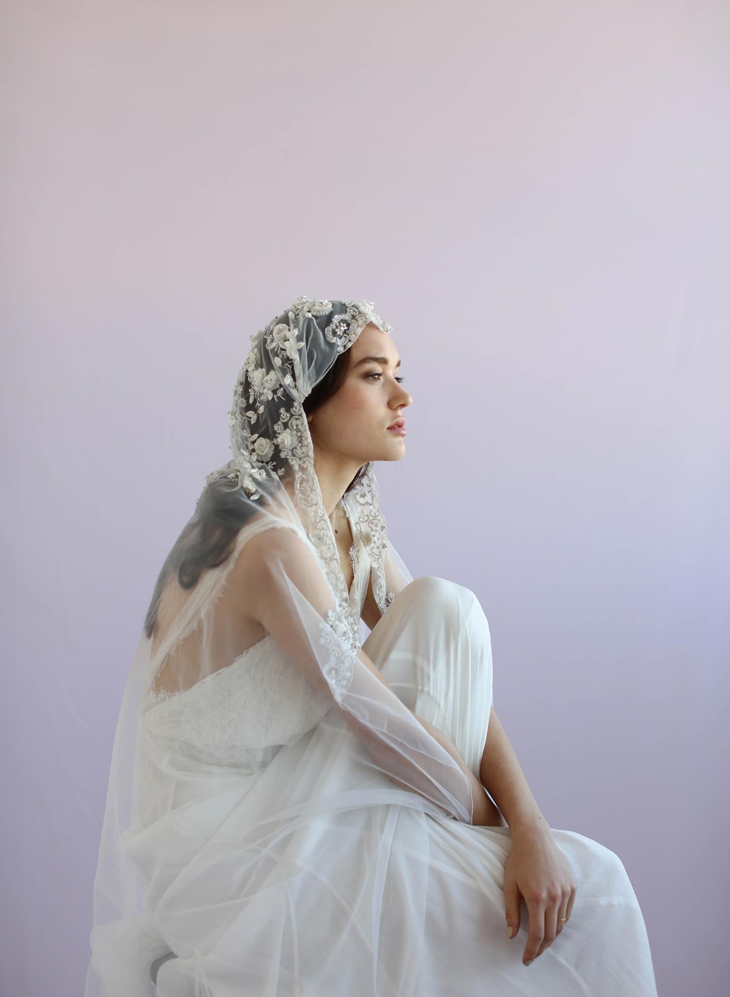 Juliet vintage inspired veil, twigs and honey, embroidered veil, bridal veil