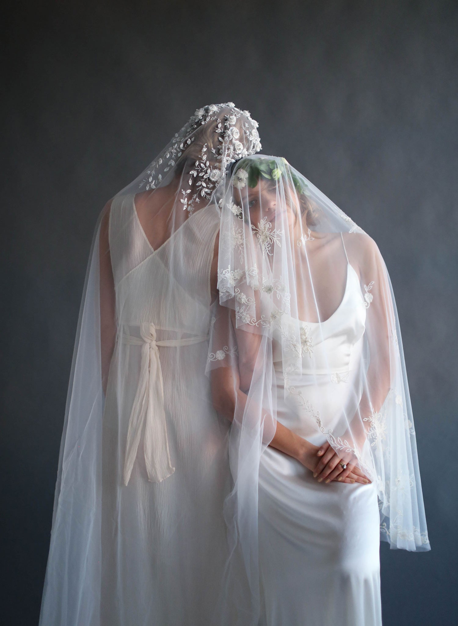 Juliet vintage inspired veil, twigs and honey, embroidered veil, bridal veil