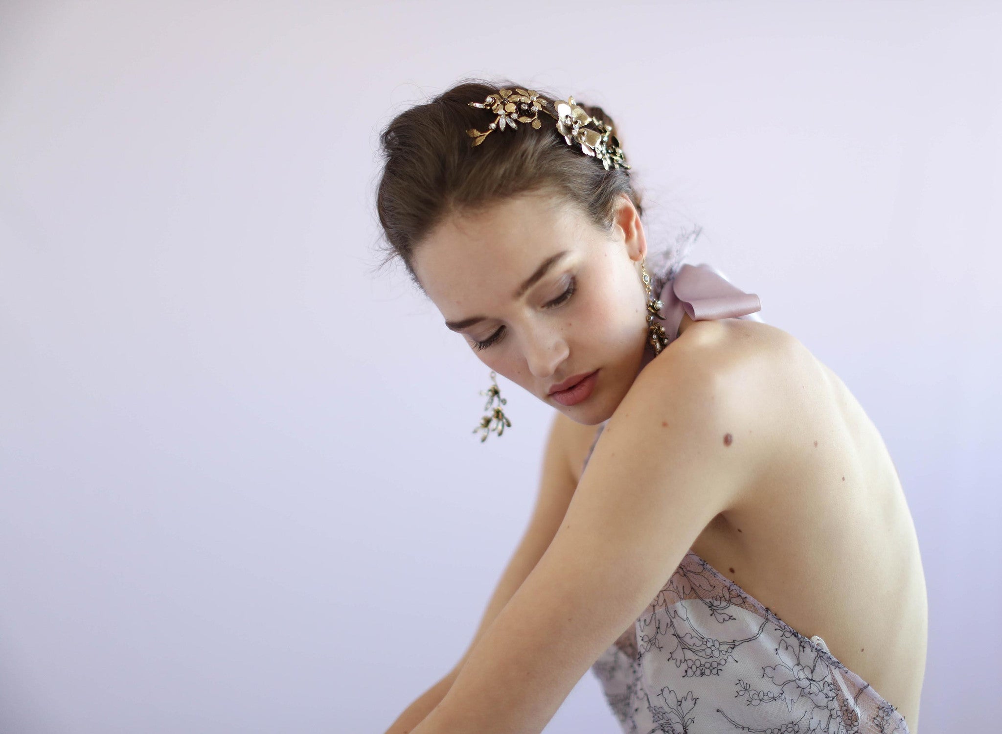 Dogwood rose gold headpiece, twigs and honey, bridal headpiece, antique gold plated