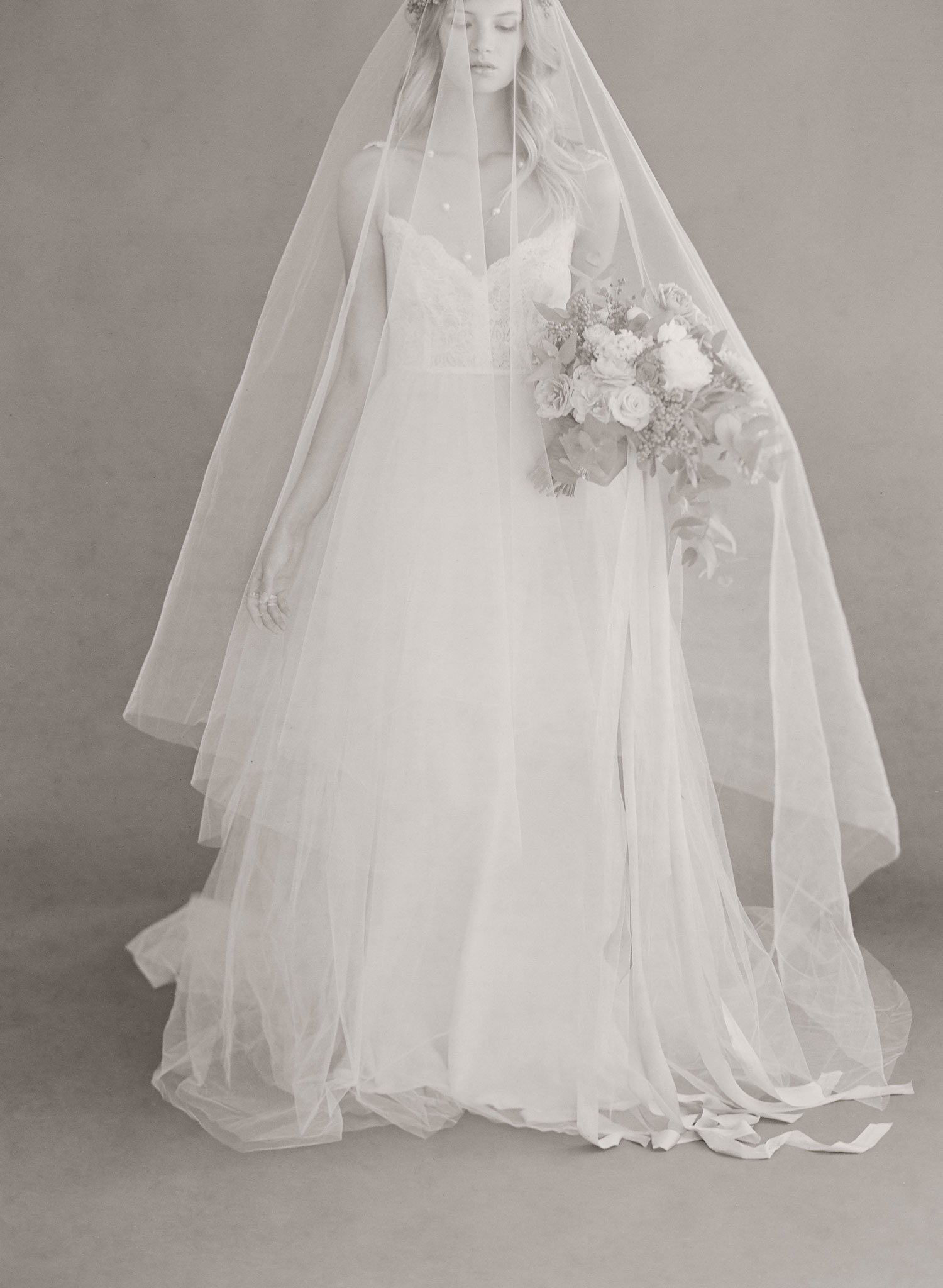 Cathedral veil, twigs and honey, extra wide veil