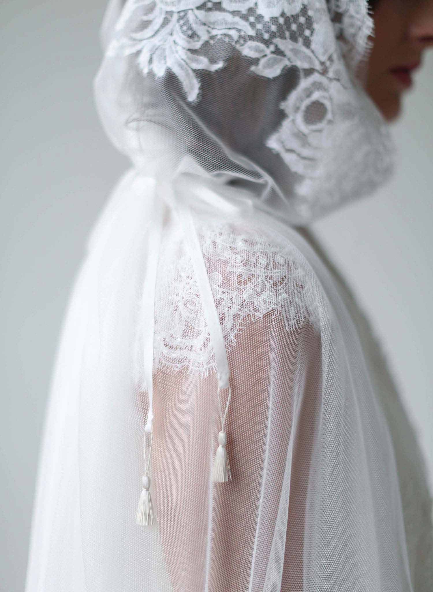 mantilla lace trimmed veil, mantilla veil, vintage inspired, bridal veil, wedding veil, lux tulle, bridal accessories, twigs and honey