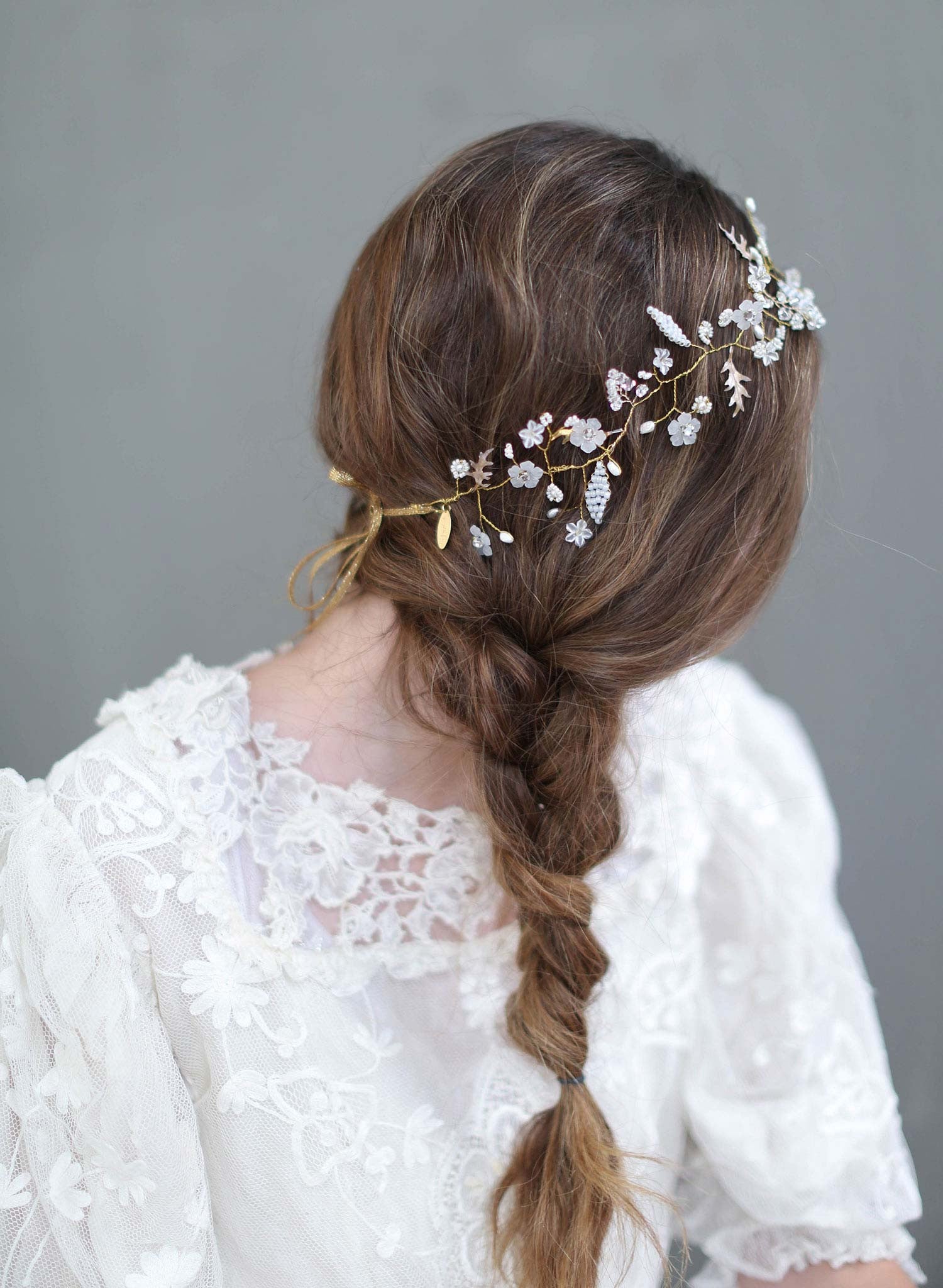 whimsical floral hair vine, bridal hair vine, wedding headpiece, twigs and honey, bridal accessories, wedding hair accessories