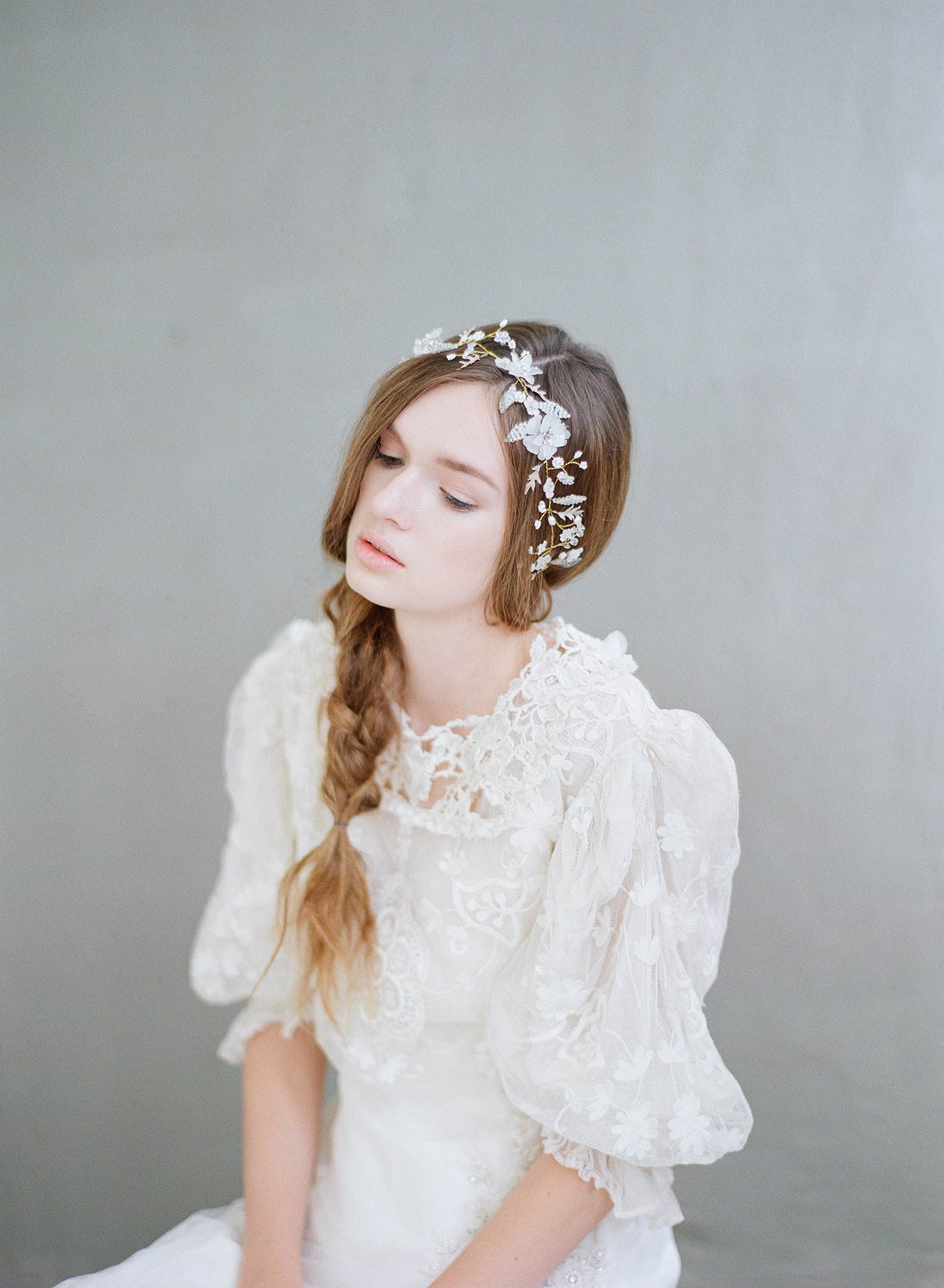 Twigs & Honey Wide Cathedral Veil with Extra Long Blusher - Style #668 Ivory (As Pictured)