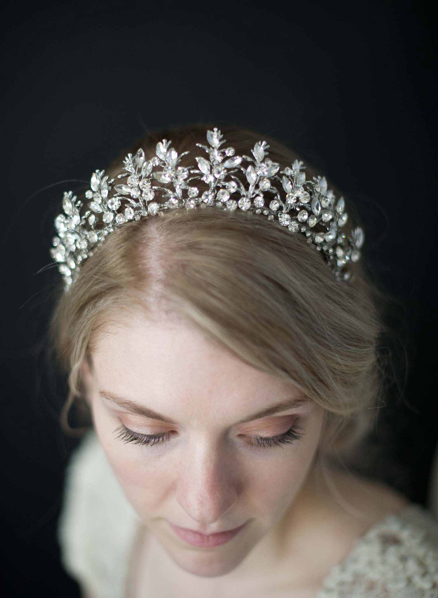 Bridal Tiara, Crystal on sale and Pearl Tiara, Bridal Headpiece, Wedding Tiara, Leaf Tiara, Branch Tiara