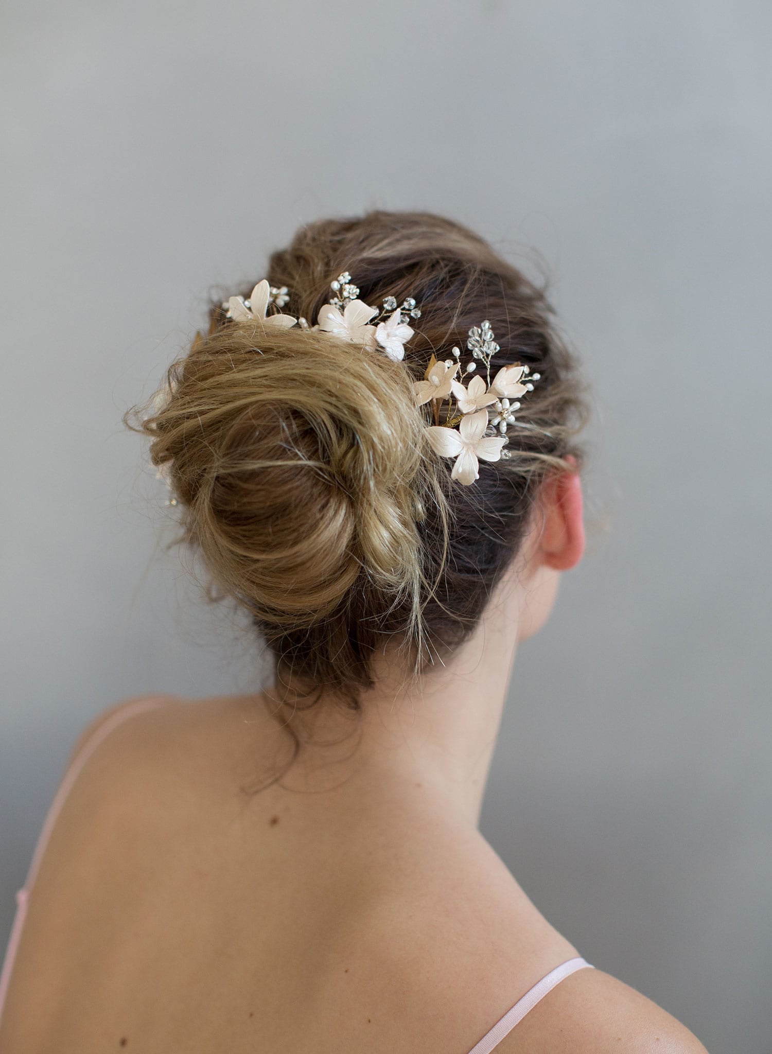 Bridal hair pins, floral bridal hair accessories, clay flowers, nature inspired, twigs and honey