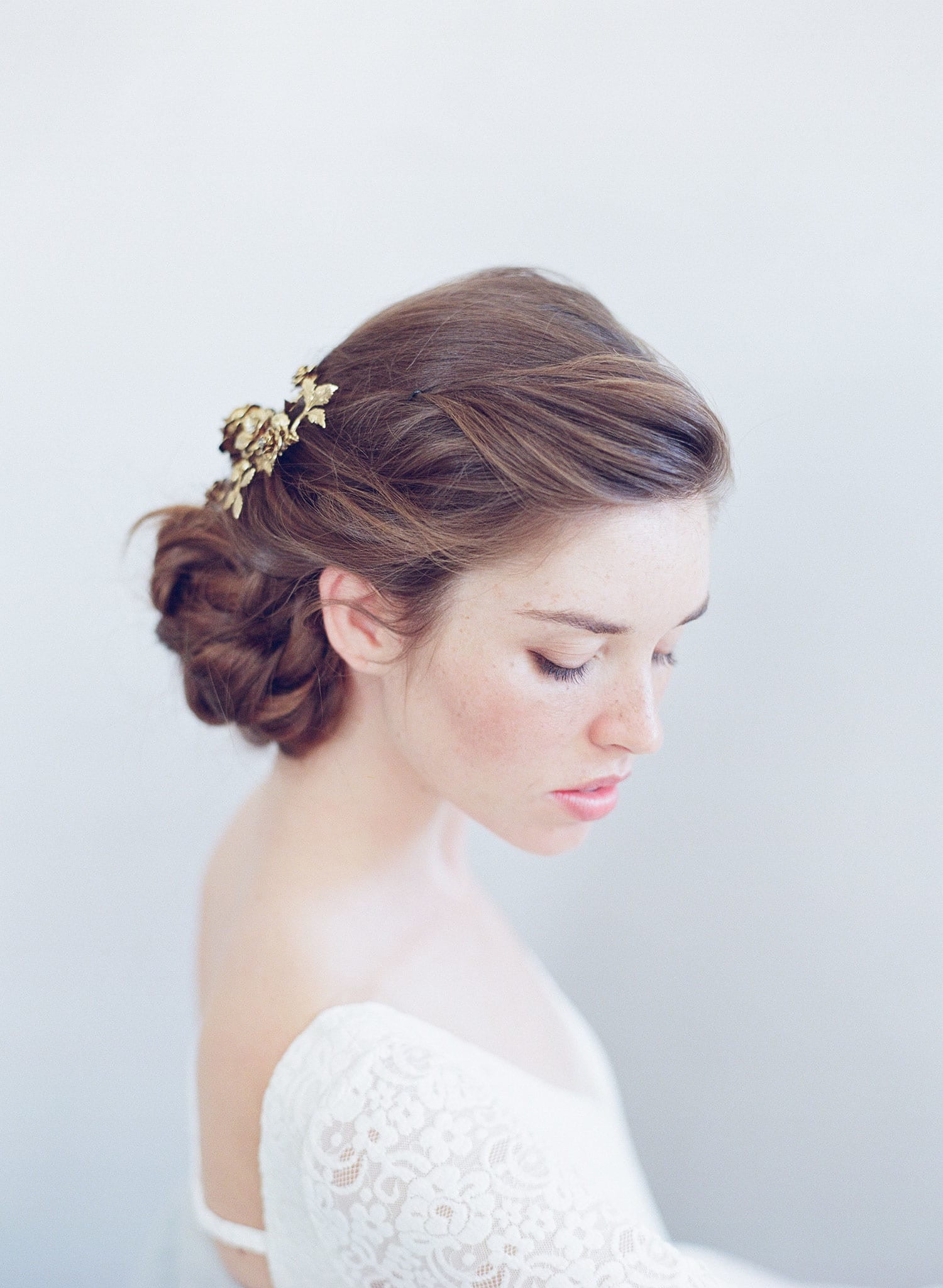 rose bridal headpiece, gold plated, antique inspired, handmade, twigs and honey