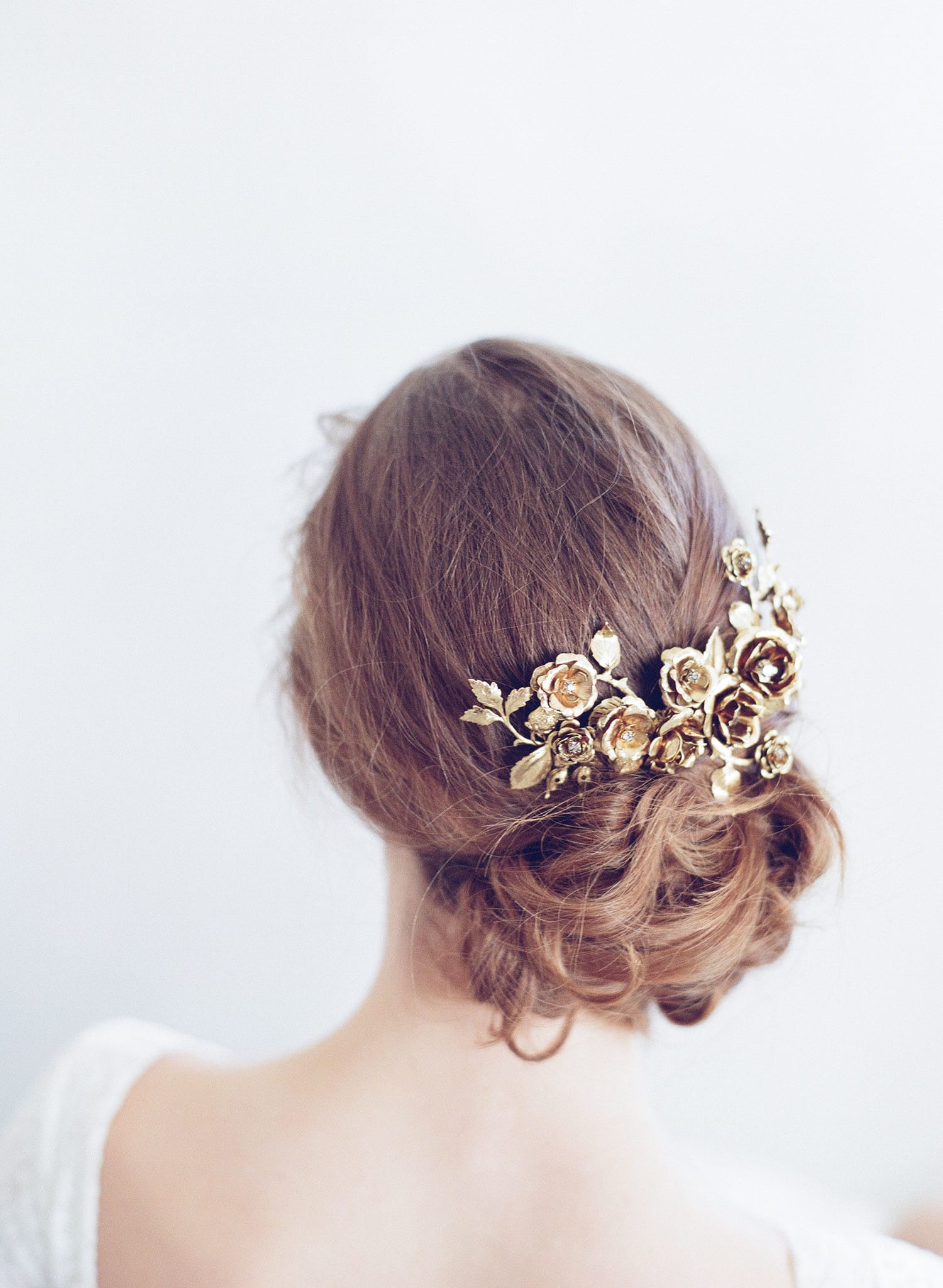 rose bridal headpiece, gold plated, antique inspired, handmade, twigs and honey