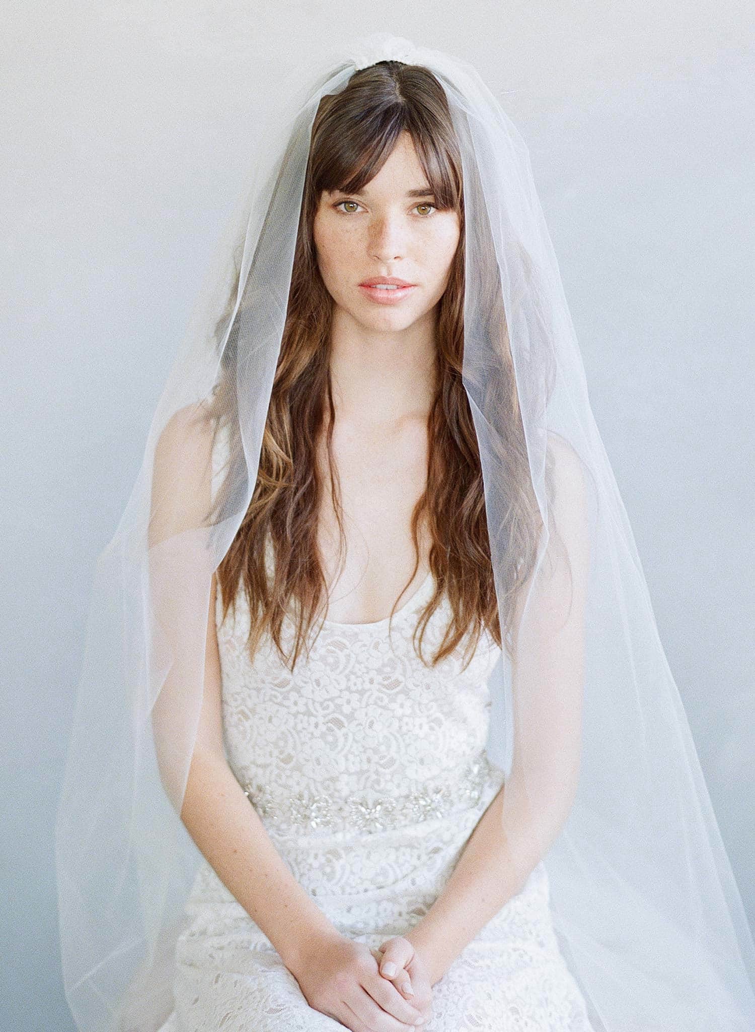 Pearl bridal veil - Pearl chapel train veil - Style #968