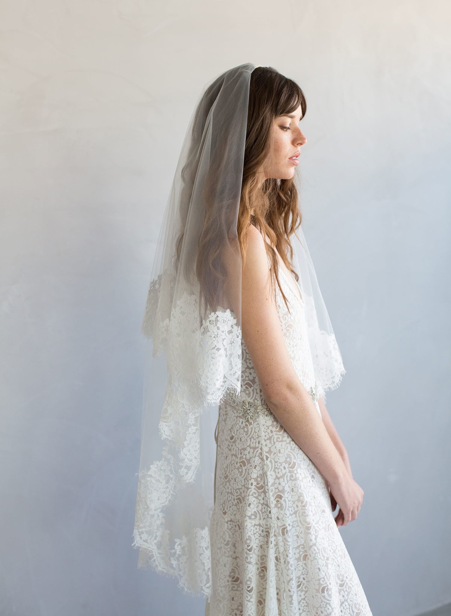 French lace veil, bridal veil, french floral lace, blusher veil, twigs and honey