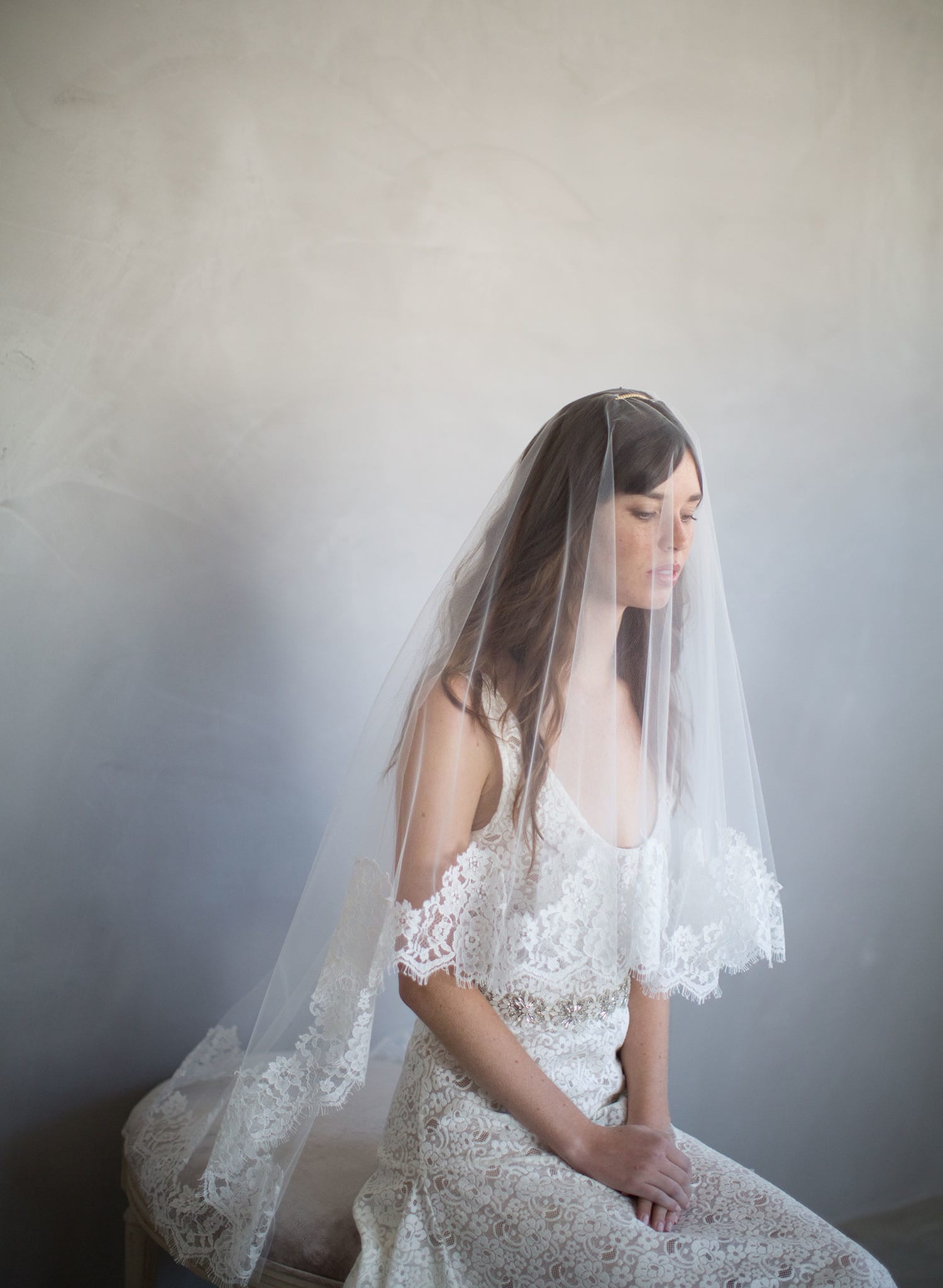 French lace veil, bridal veil, french floral lace, blusher veil, twigs and honey