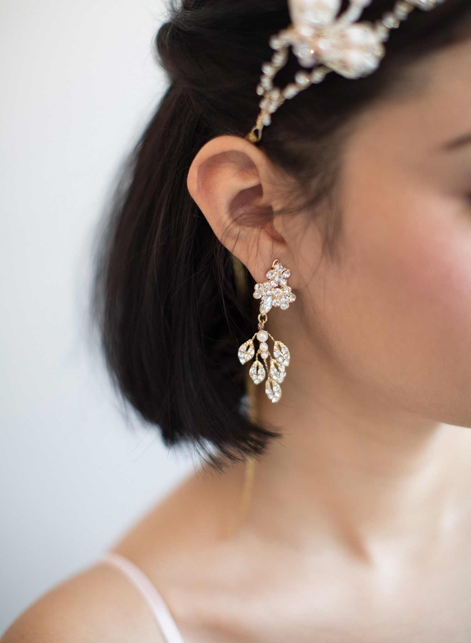 Crystal feather earrings - Style #836