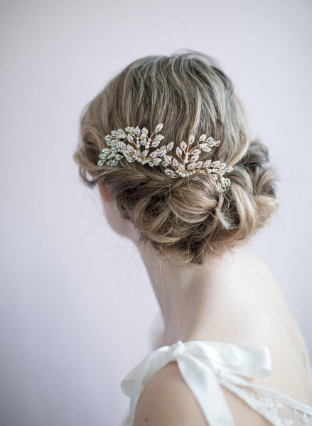 Bridal hair pin set, Crystal feather burst hair comb - Style #843 ...