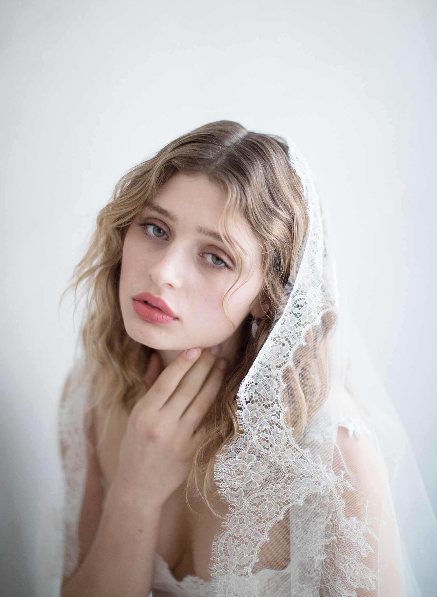 Cascading french lace train veil - Style #853