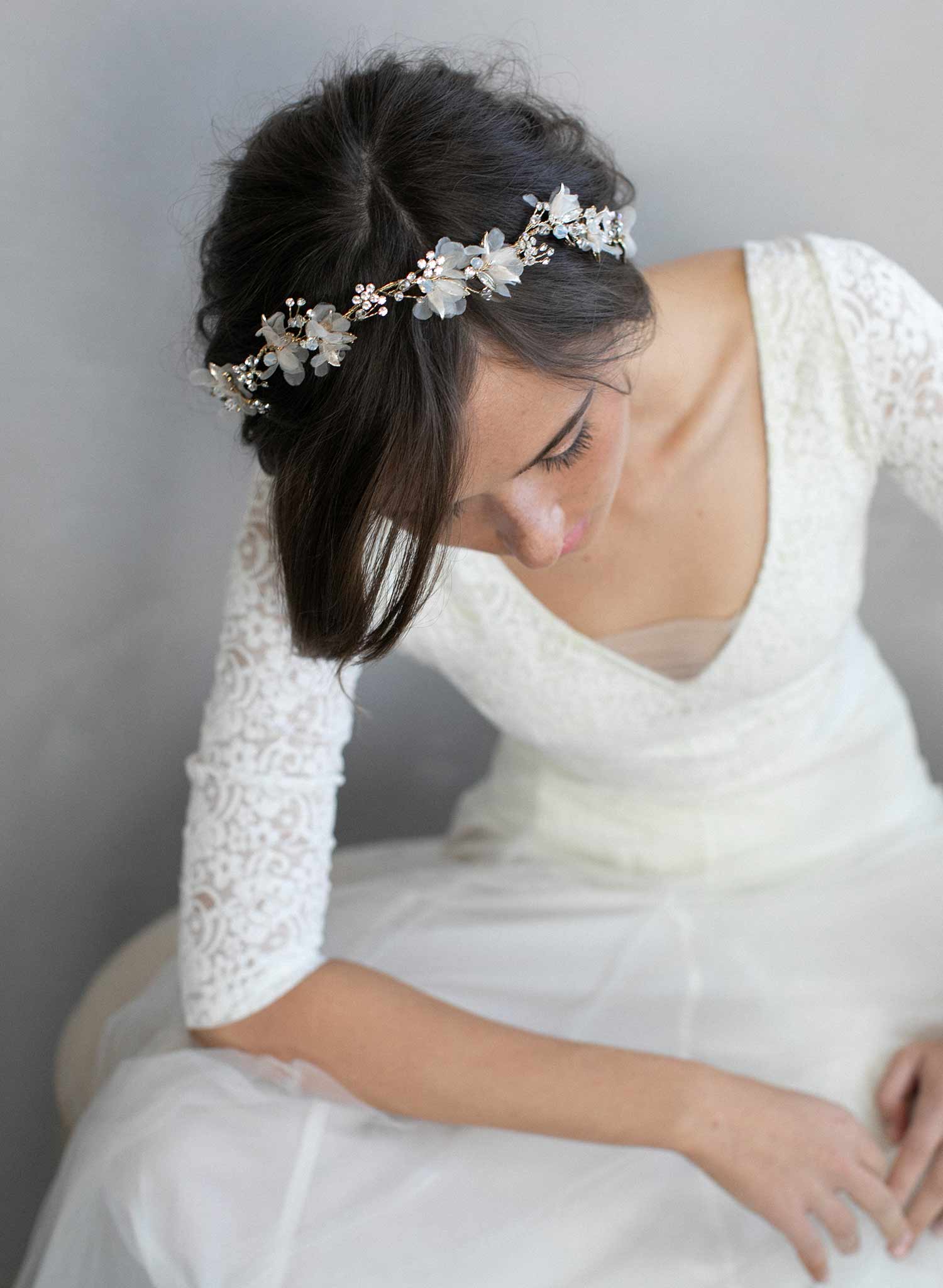 Floral crystal headdress, Wedding good Hair Vine, Bridal Hair Piece, Crystal beaded head piece