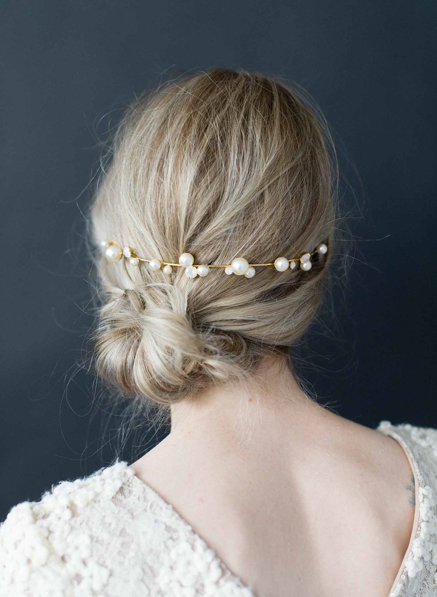 Twigs & Honey Pearl Wedding Headband - Pearl Cluster Bridal Headband - Style #2339
