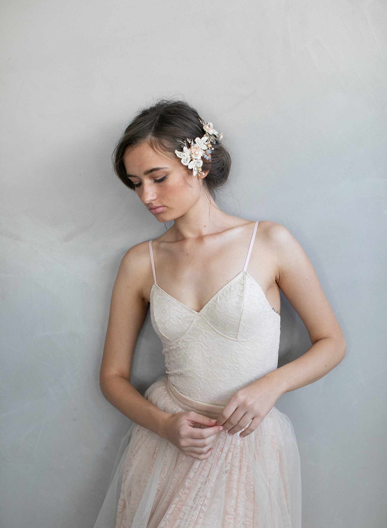 bridal hair comb, grey and blush bridal, bridal headpiece, headpiece, gold bridal hair accessory, wedding hair comb, twigs and honey