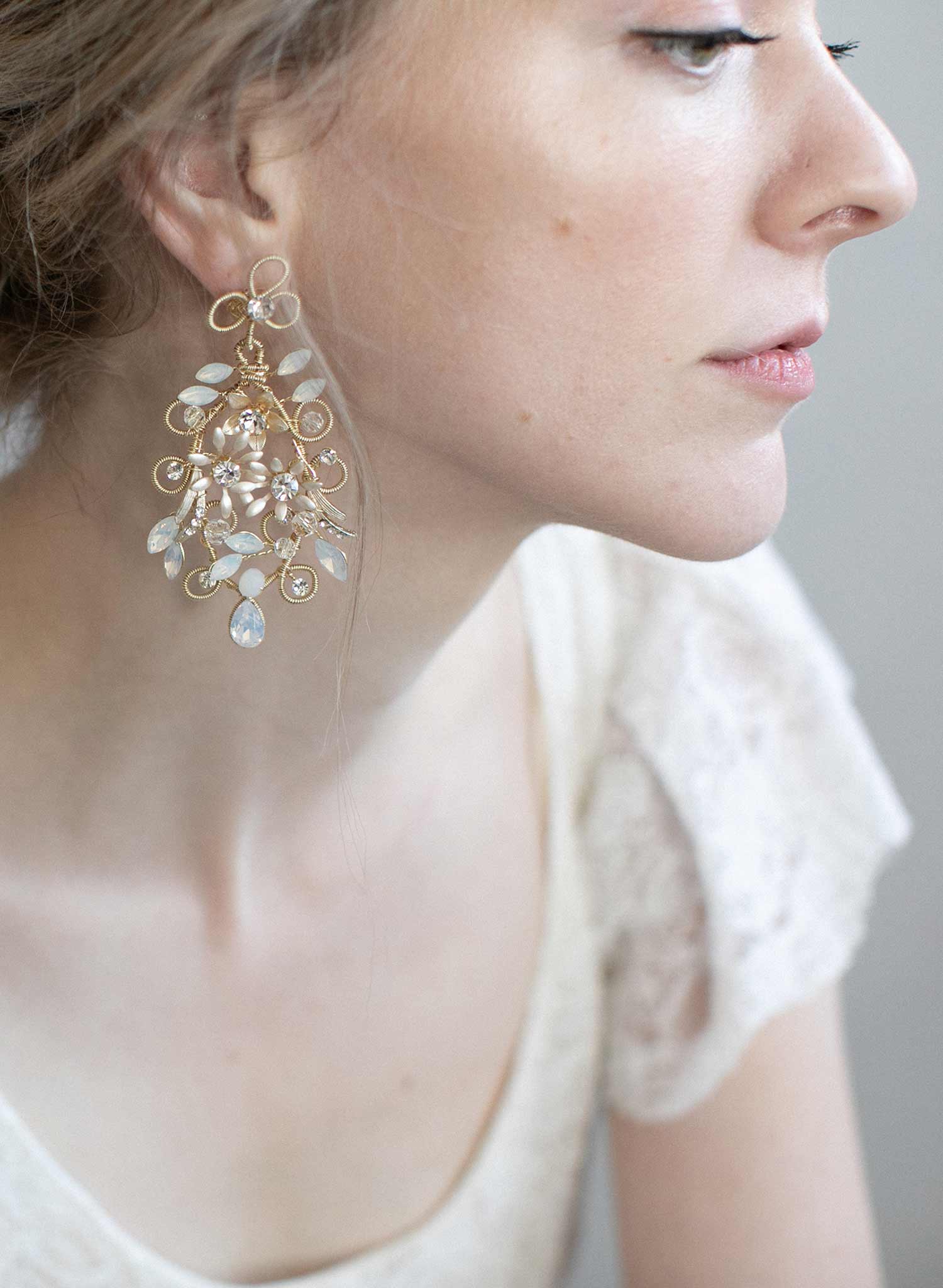 Blush fashion bridal earrings