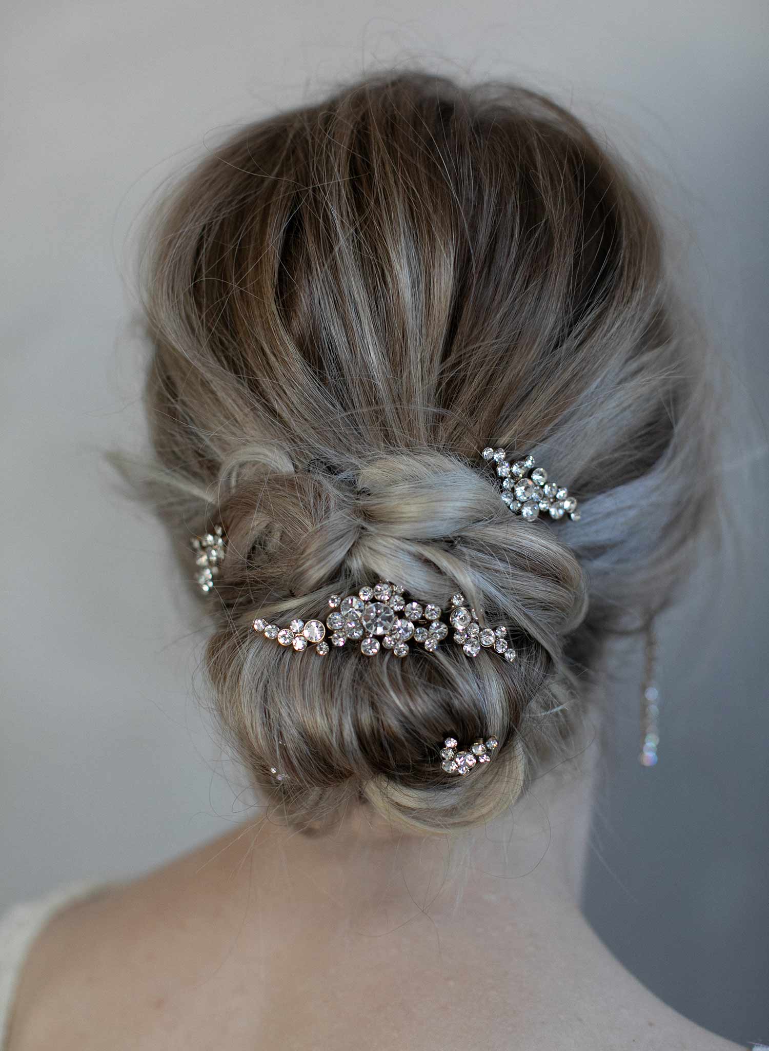 Pearl bridal comb and pin set - Pearl bubbles hair comb and pin set of 5 -  Style #937