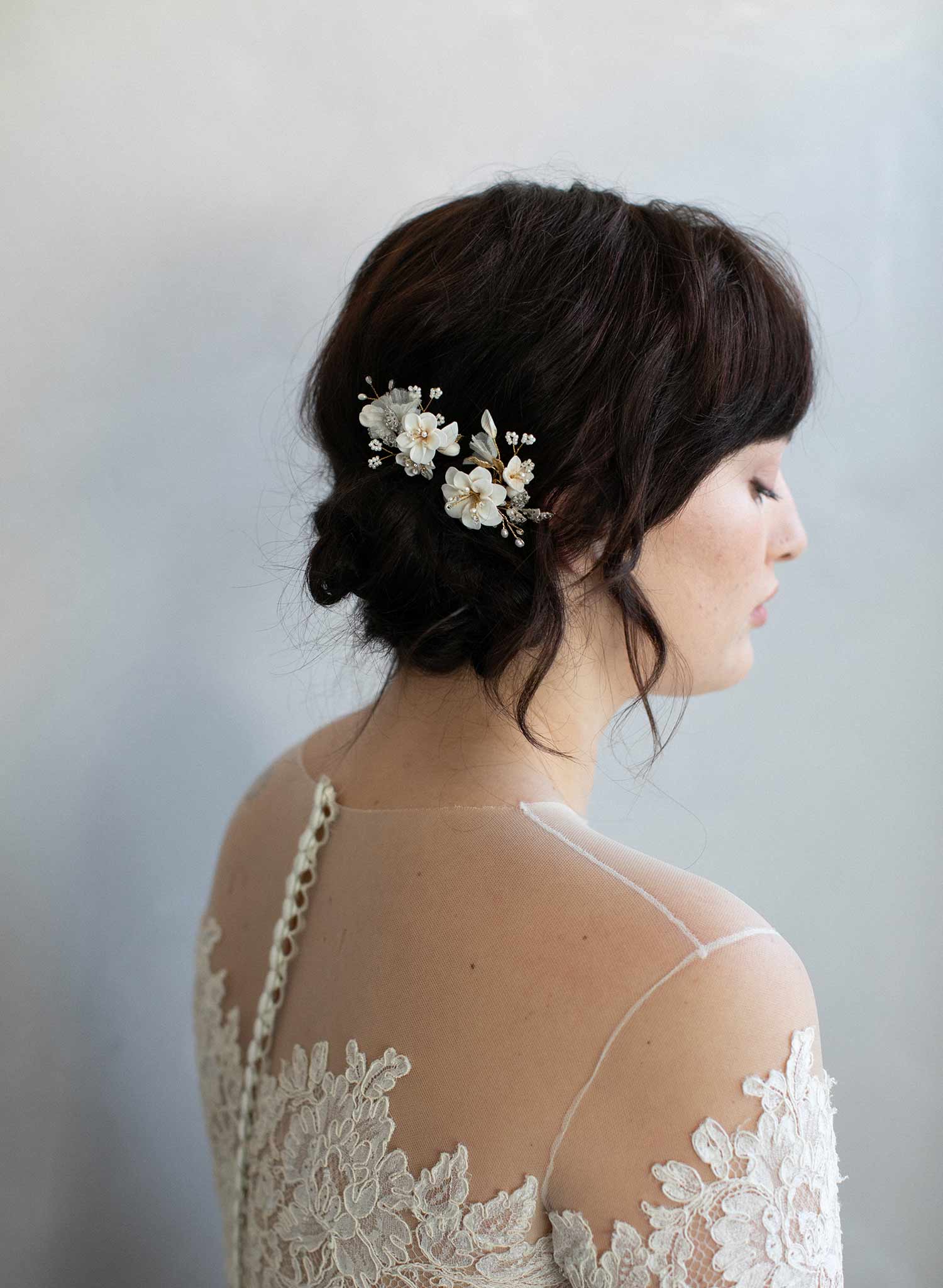 Porcelain Flower outlet Bridal Hair Pin - Marley