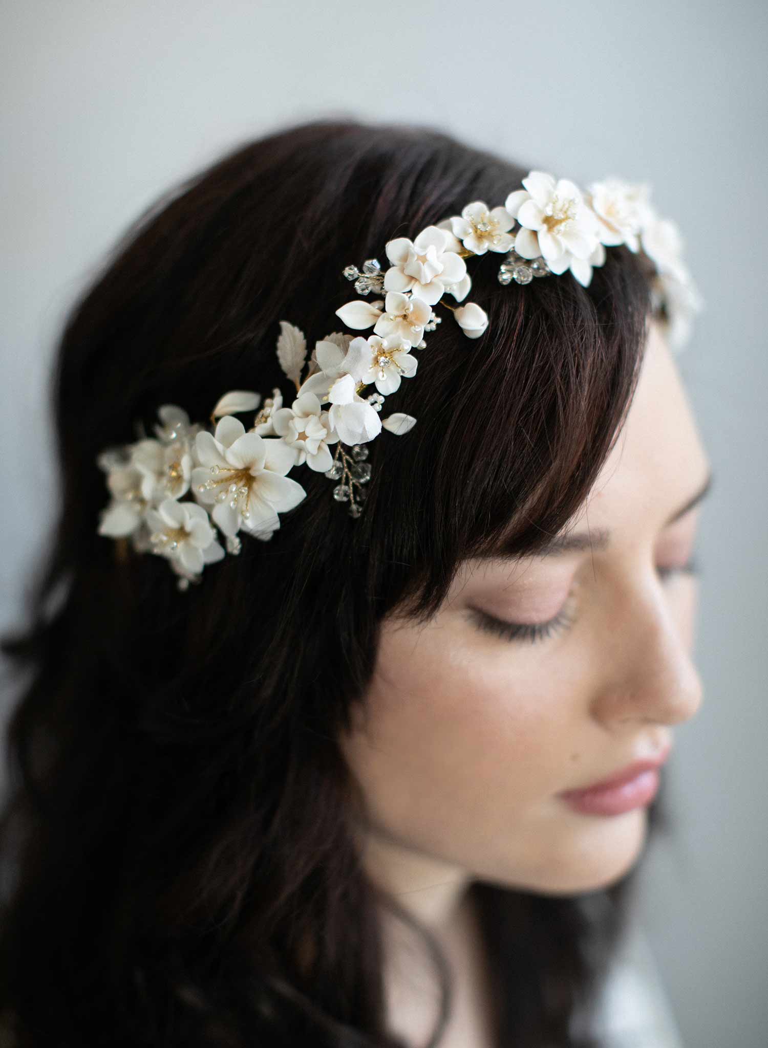 Bridal head piece, White vintage flower crown, Wedding head piece, cheapest Bridal hair accessories, Cherry flower headband