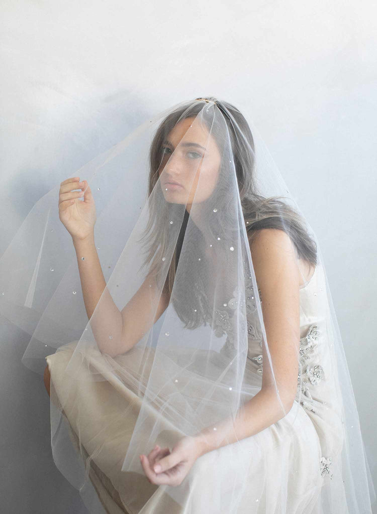 Scattered rhinestone bridal veil - Scattered stardust veil - Style #967