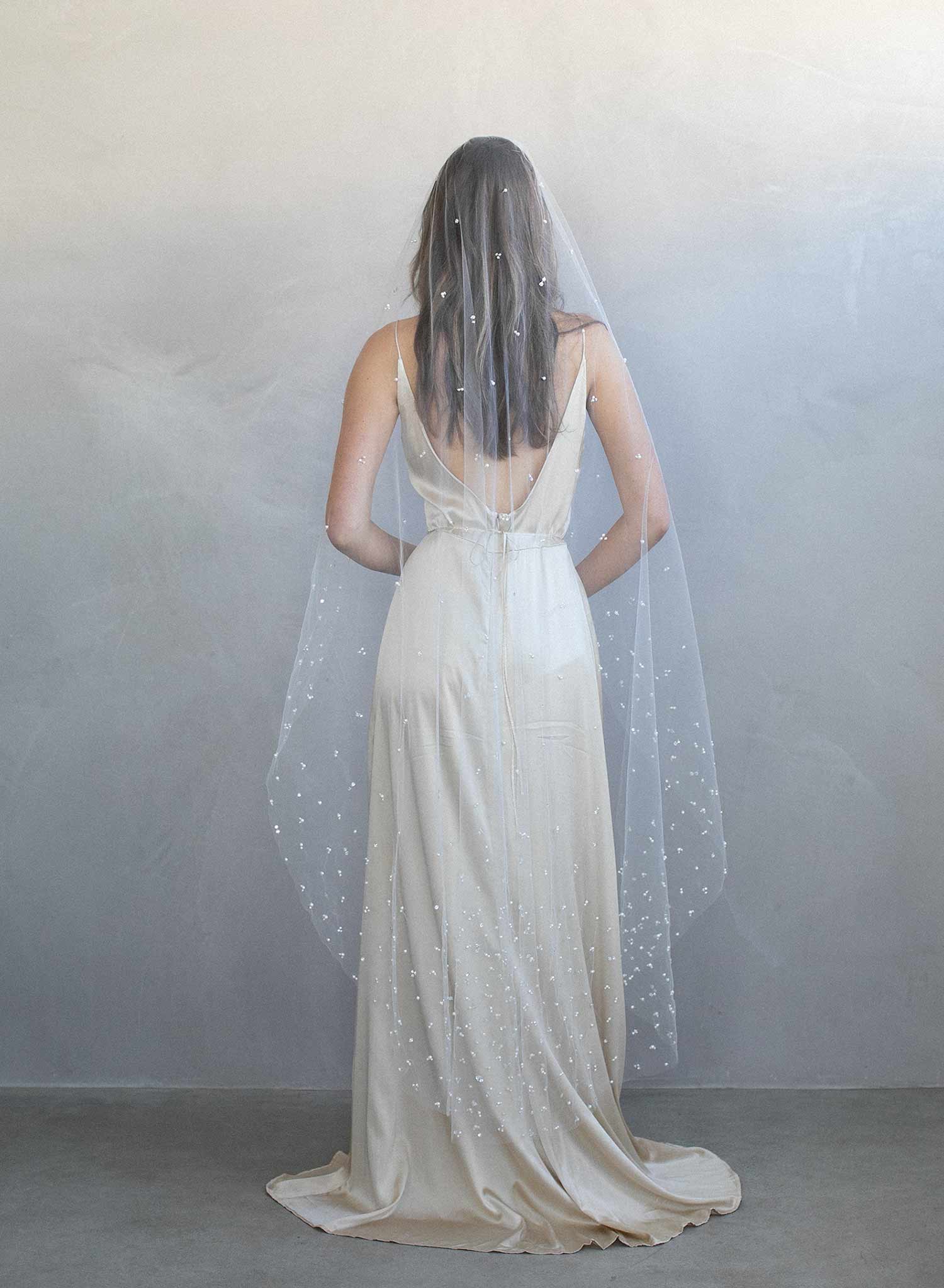 Twigs & Honey Pearl Bridal Statement Veil - Pearl Droplets Fantasy Veil - Style #2000
