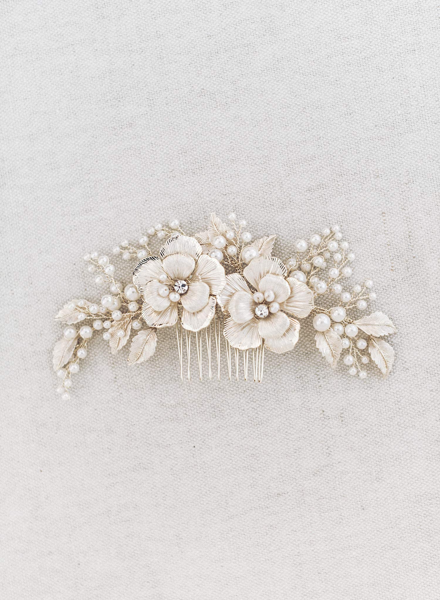 bridal floral hair comb, gold hair comb, bridal hair accessories, wedding headpiece, twigs and honey, pearls